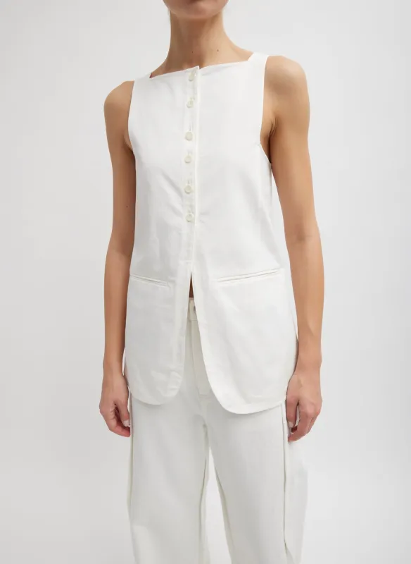 Chino Slit Front Sleeveless Tunic sold by Tibi