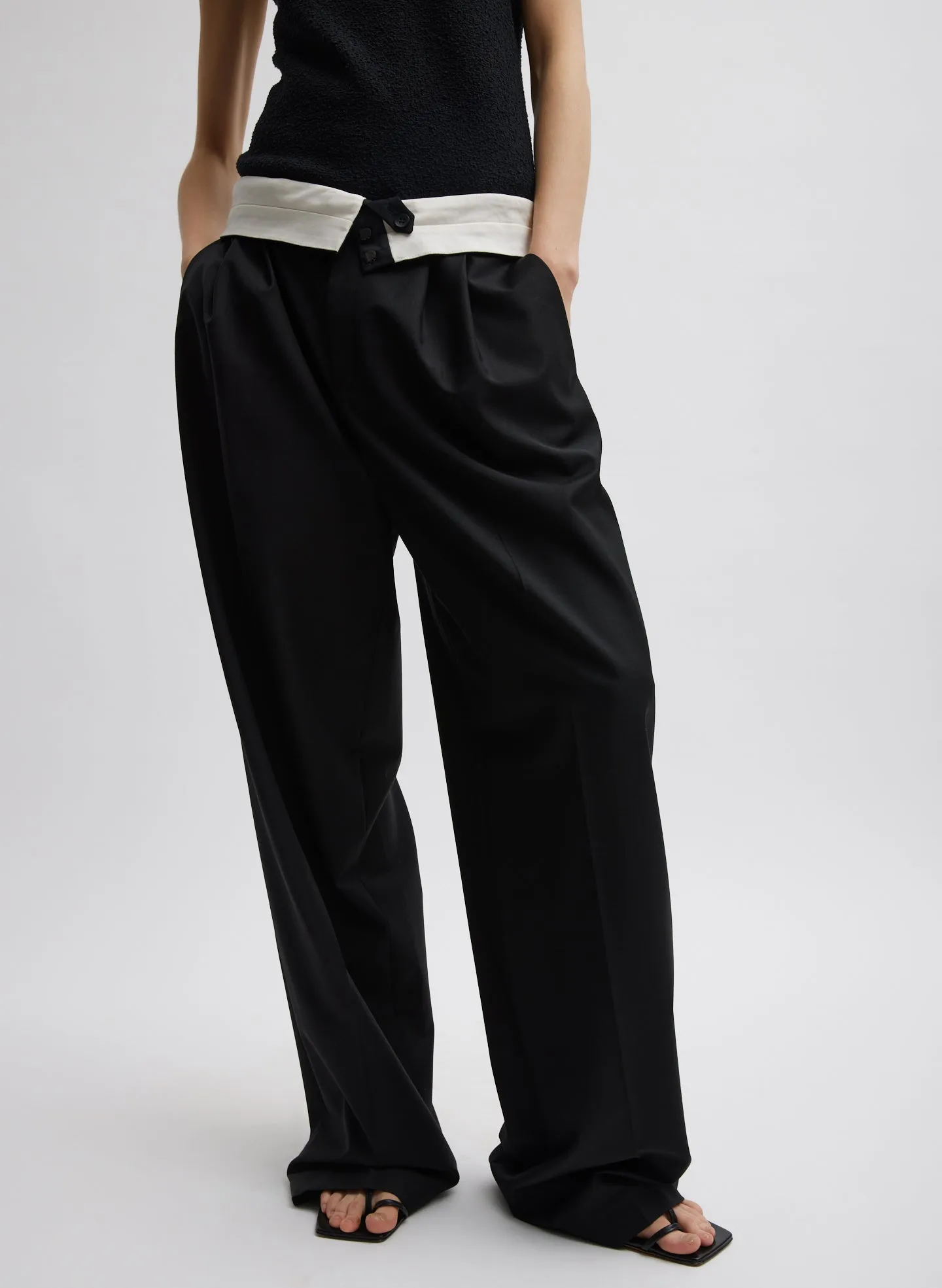 Recycled Tropical Wool Fold Over Pant sold by Tibi
