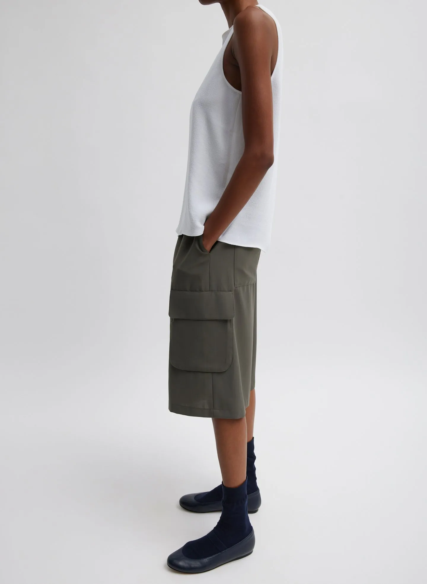Tropical Wool Relaxed Cargo Short sold by Tibi product image thumbnail 5
