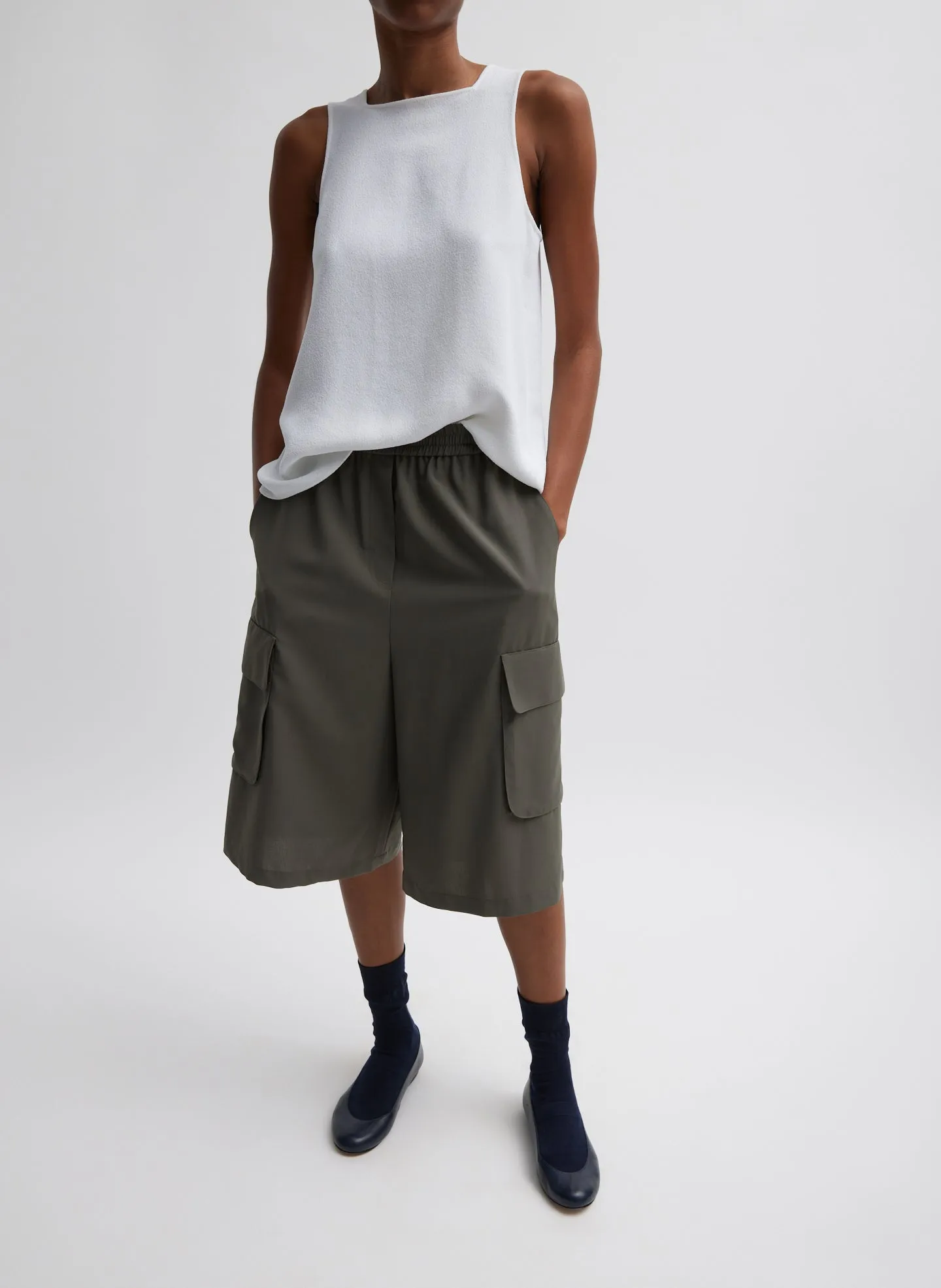 Tropical Wool Relaxed Cargo Short sold by Tibi product image thumbnail 4