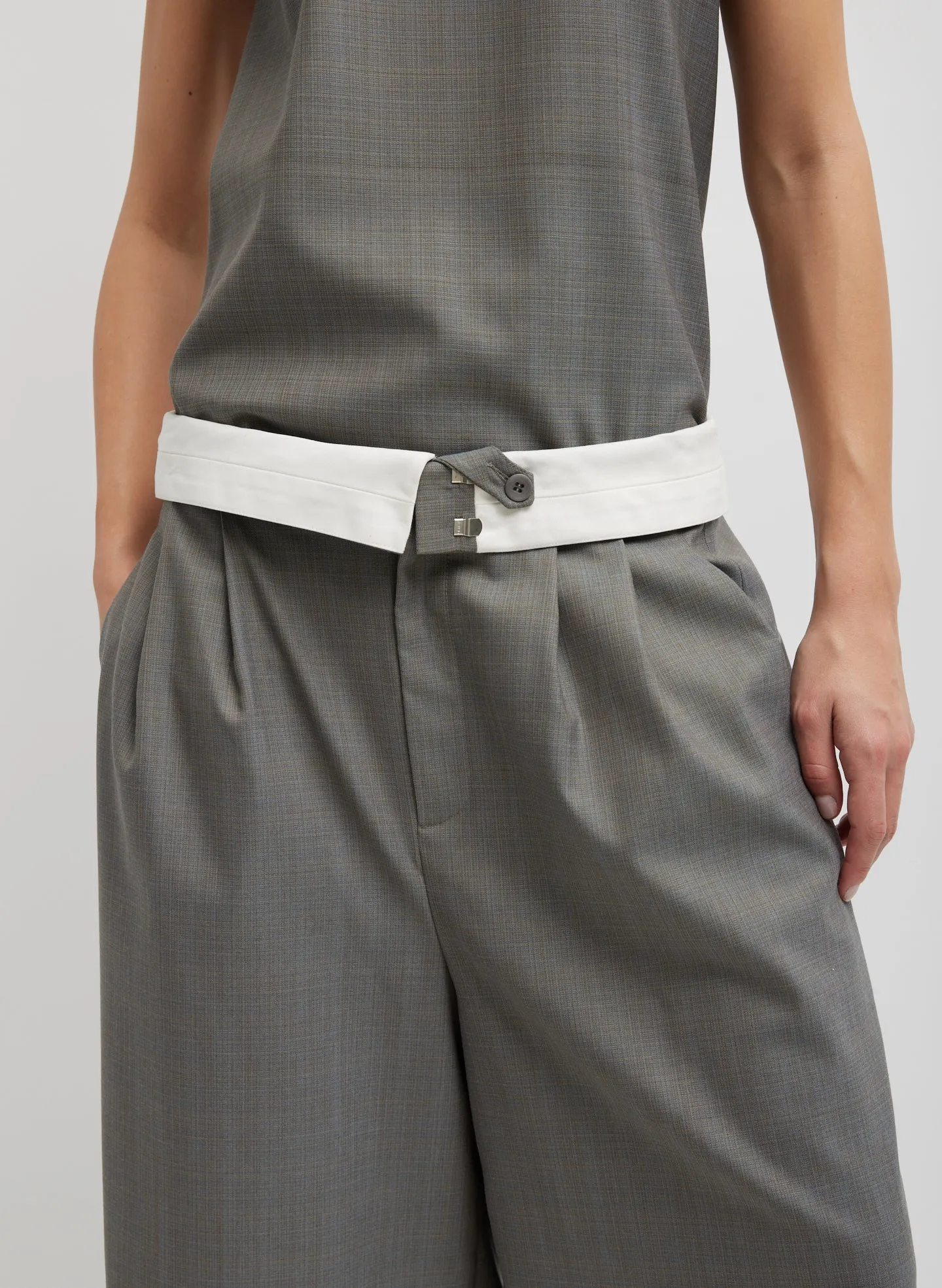 Grant Suiting Fold Over Long Short sold by Tibi product image thumbnail 4
