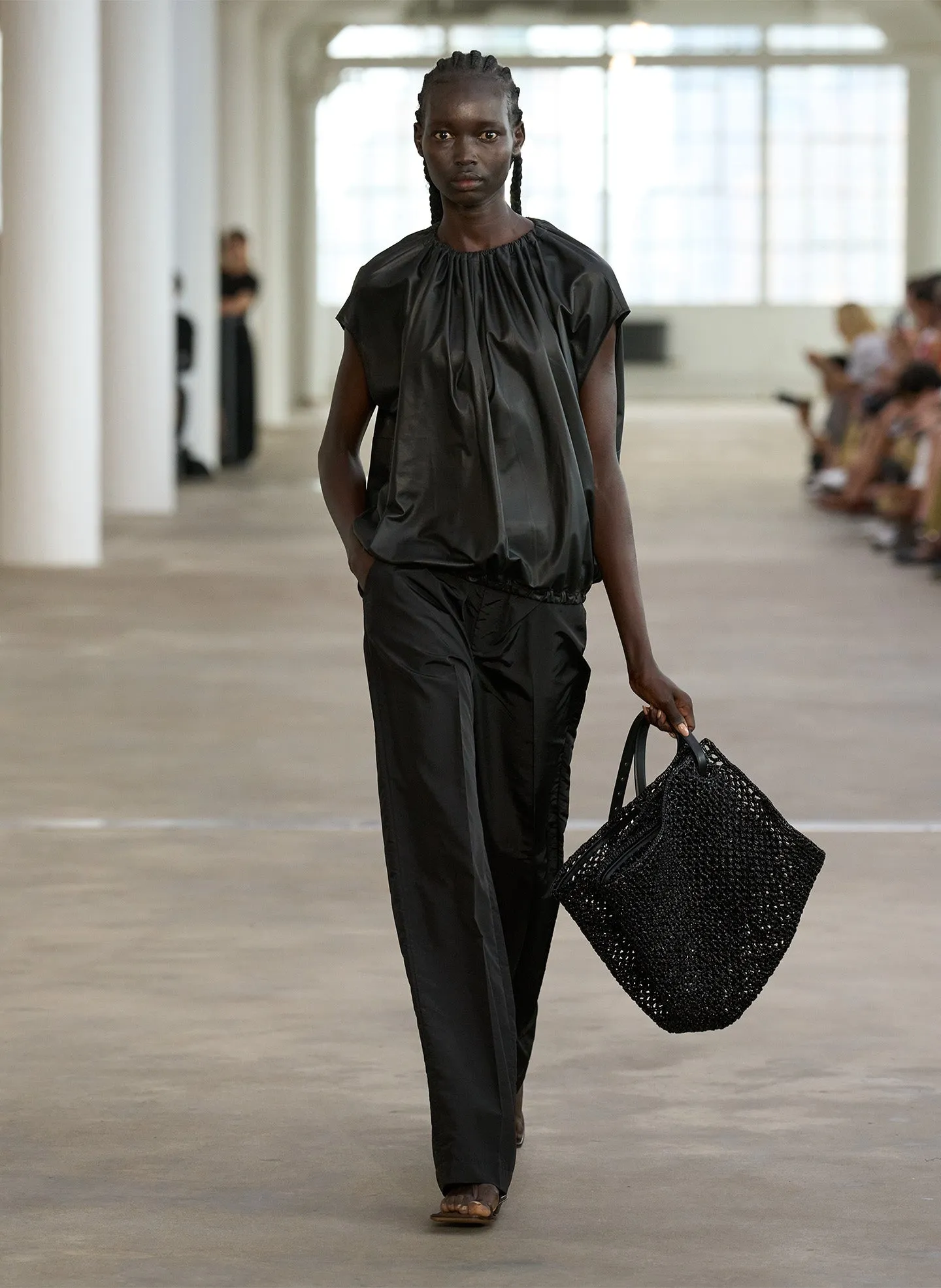 Feather Weight Leather Shirred Neck Circular Top sold by Tibi product image thumbnail 2