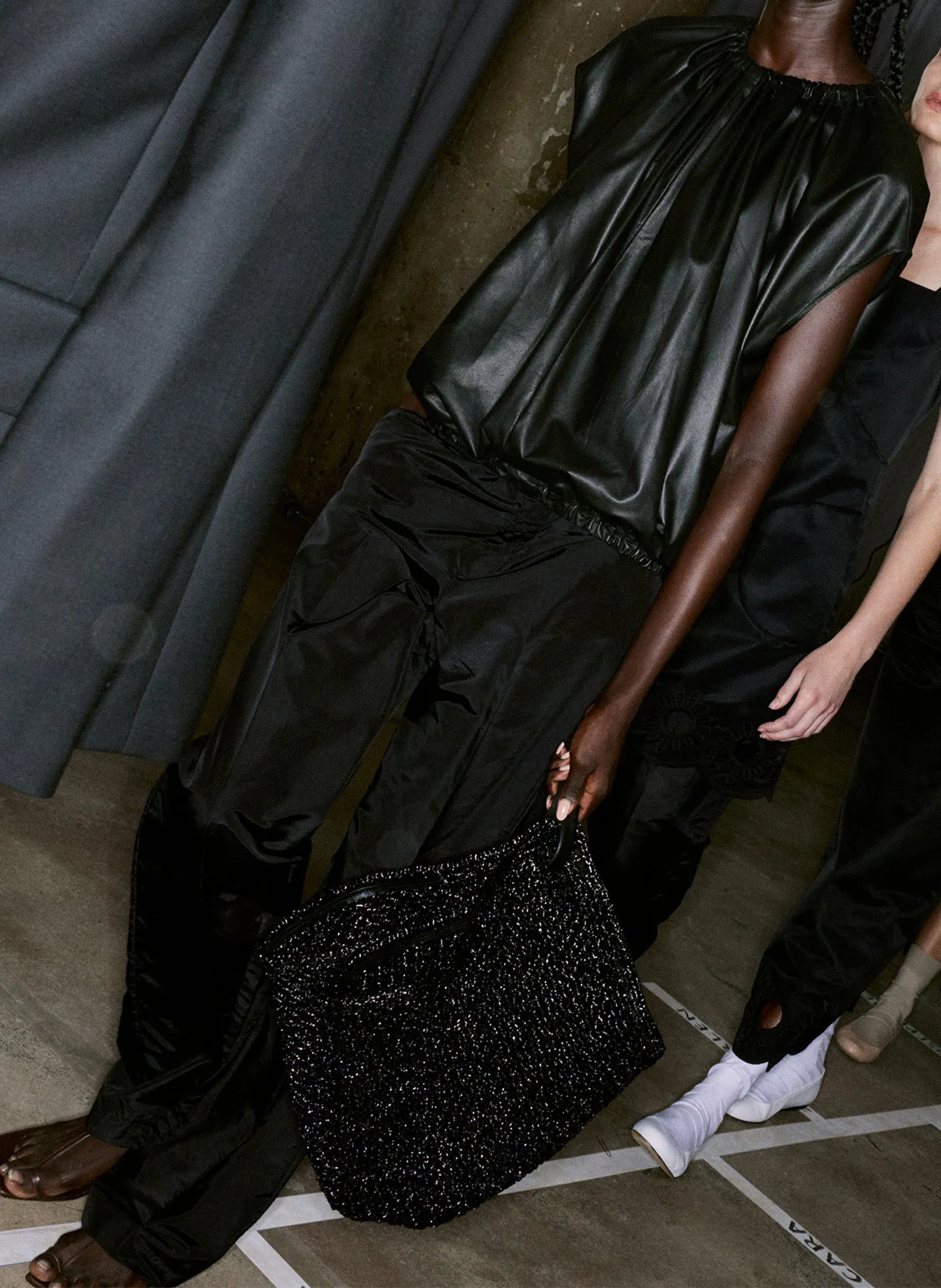 Feather Weight Leather Shirred Neck Circular Top sold by Tibi product image thumbnail 3