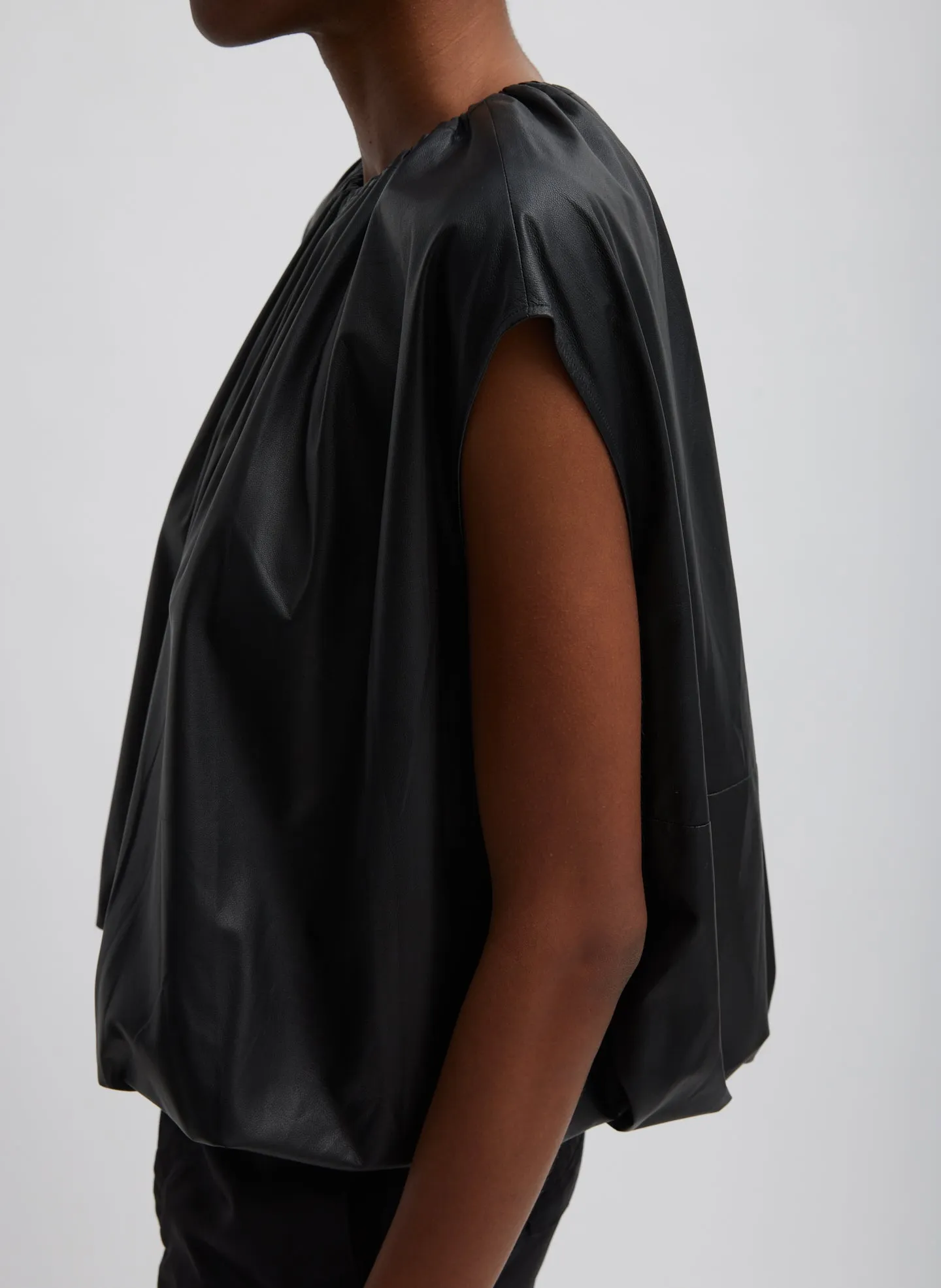 Feather Weight Leather Shirred Neck Circular Top sold by Tibi product image thumbnail 5