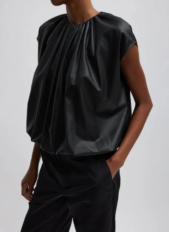 Feather Weight Leather Shirred Neck Circular Top sold by Tibi