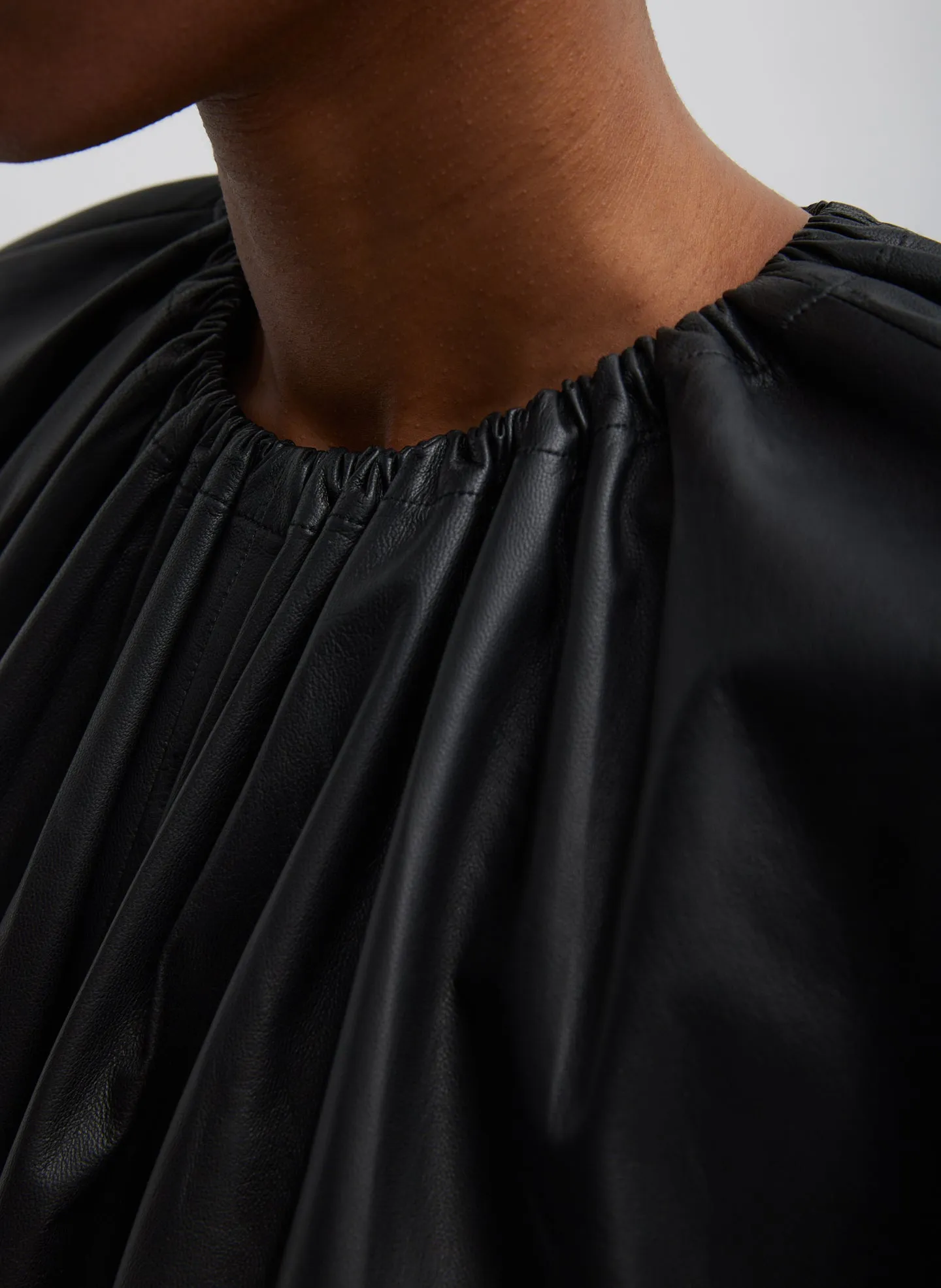 Feather Weight Leather Shirred Neck Circular Top sold by Tibi product image thumbnail 4