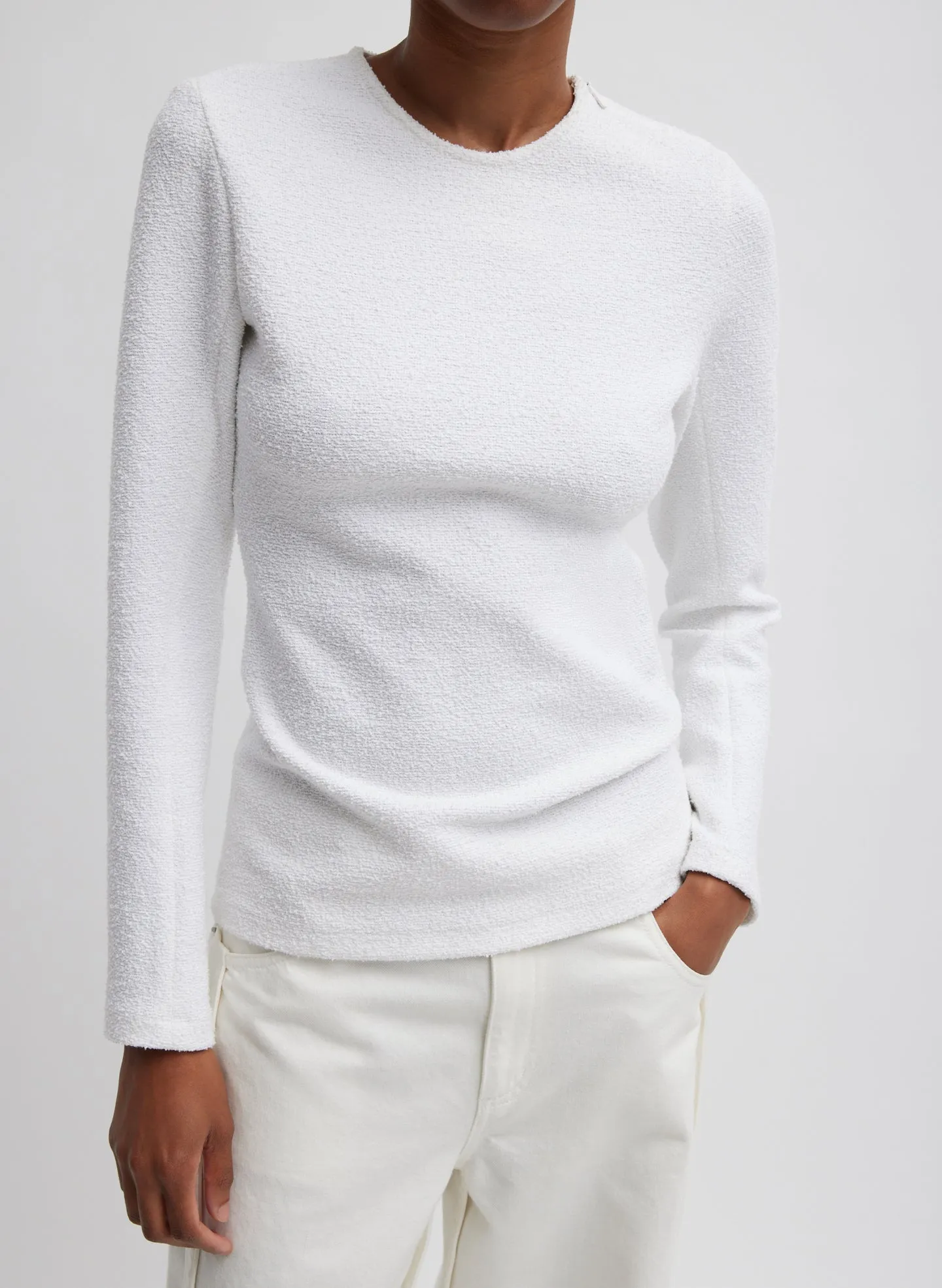 Boucle Knit Long Sleeve Circular Top sold by Tibi