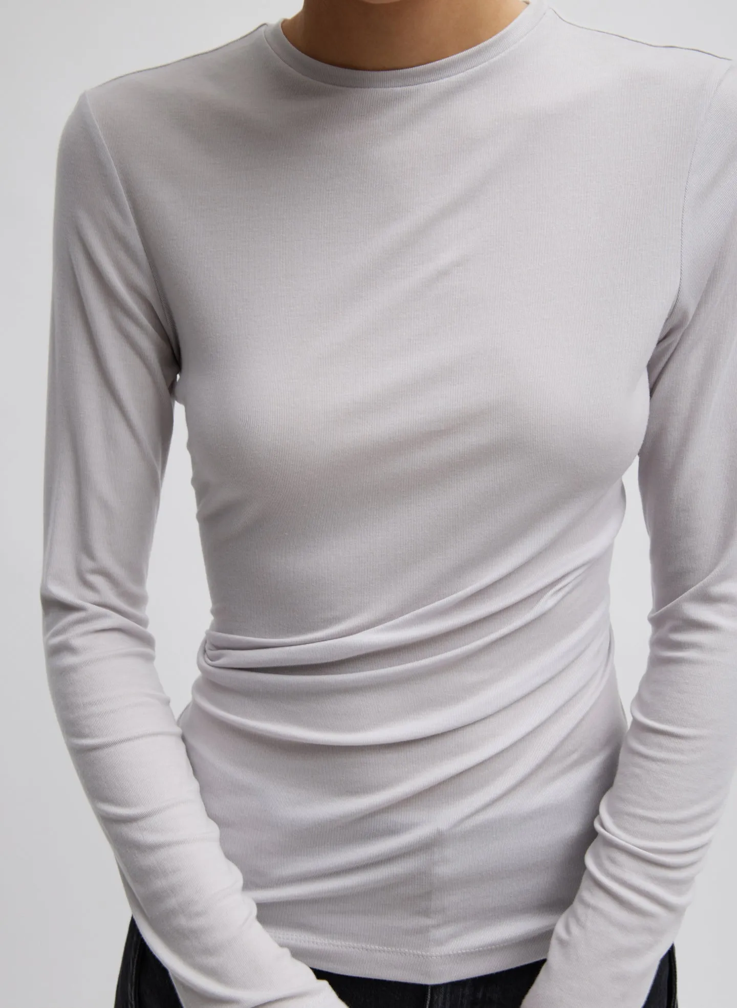 Tencel Knit Twisted Seam Long Sleeve T-Shirt sold by Tibi product image thumbnail 2
