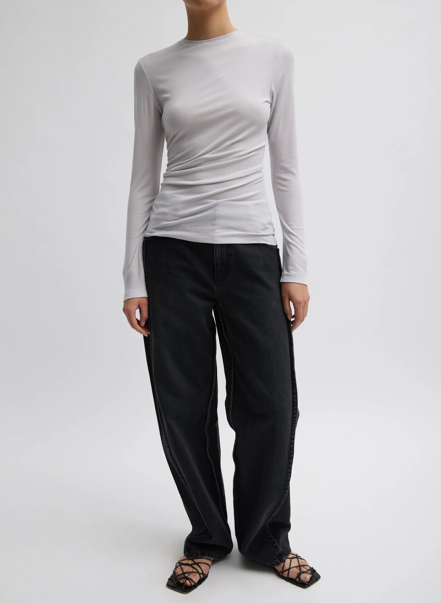 Tencel Knit Twisted Seam Long Sleeve T-Shirt sold by Tibi product image thumbnail 4