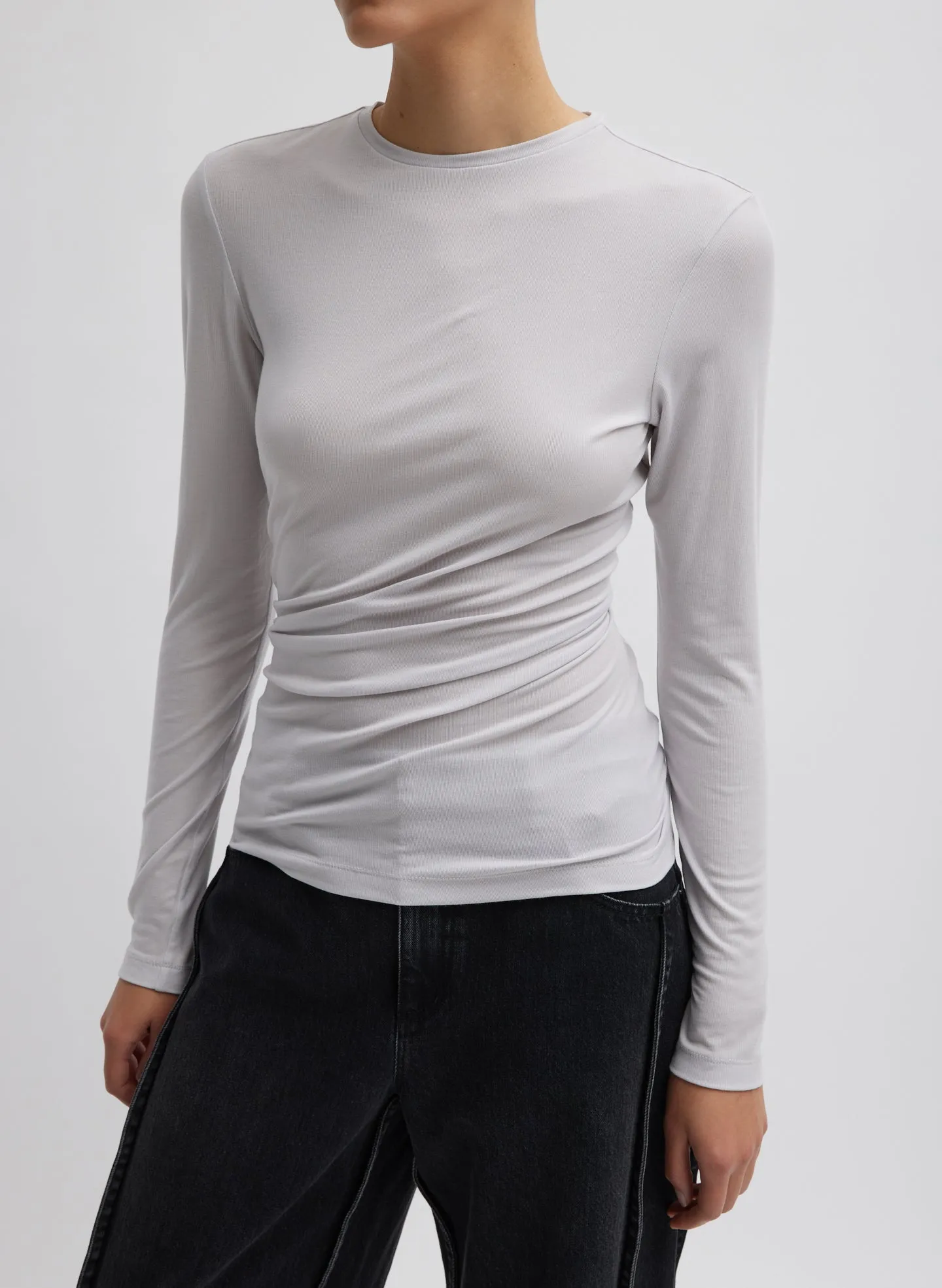 Tencel Knit Twisted Seam Long Sleeve T-Shirt sold by Tibi