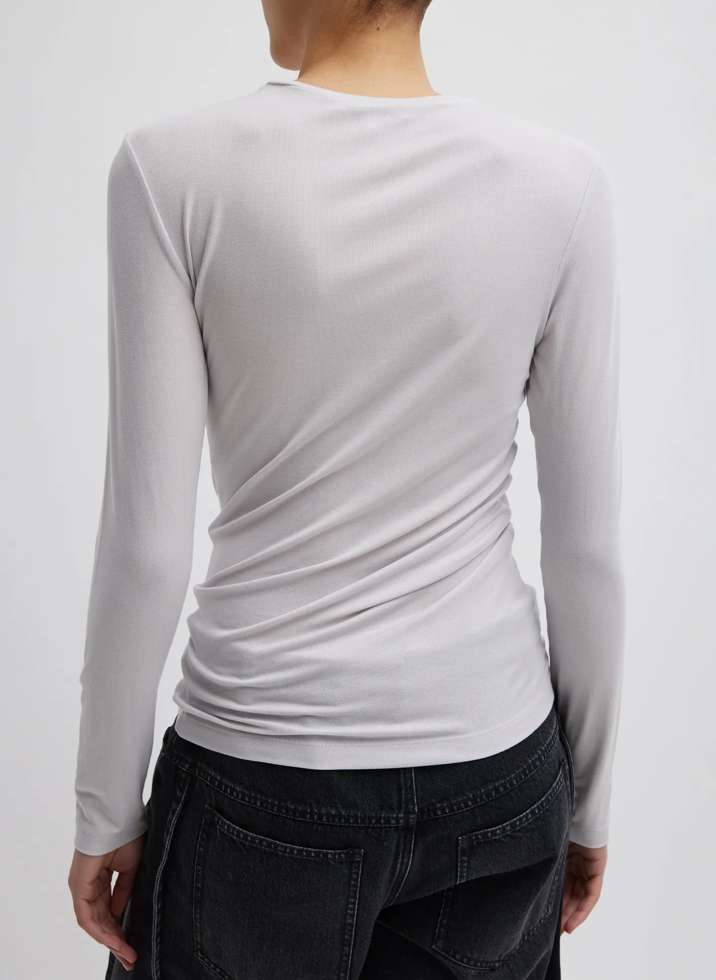 Tencel Knit Twisted Seam Long Sleeve T-Shirt sold by Tibi product image thumbnail 3