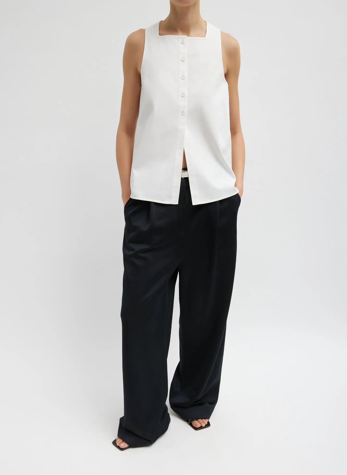 Chino Slit Front Sleeveless Top sold by Tibi product image thumbnail 3