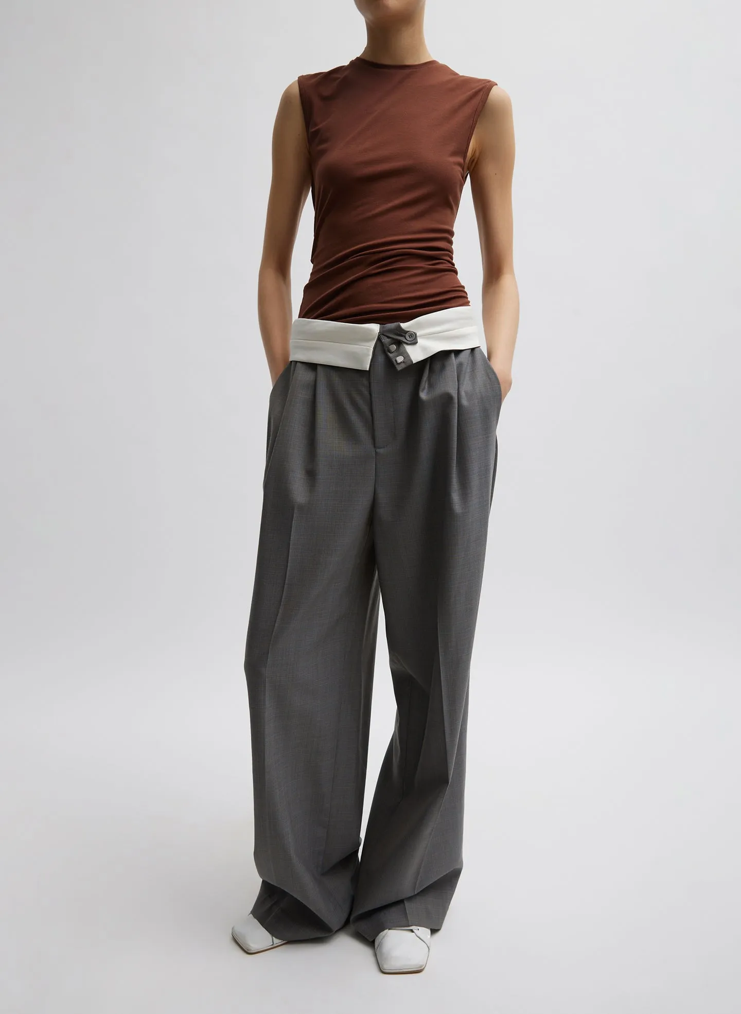 Grant Suiting Fold Over Trouser sold by Tibi product image thumbnail 4