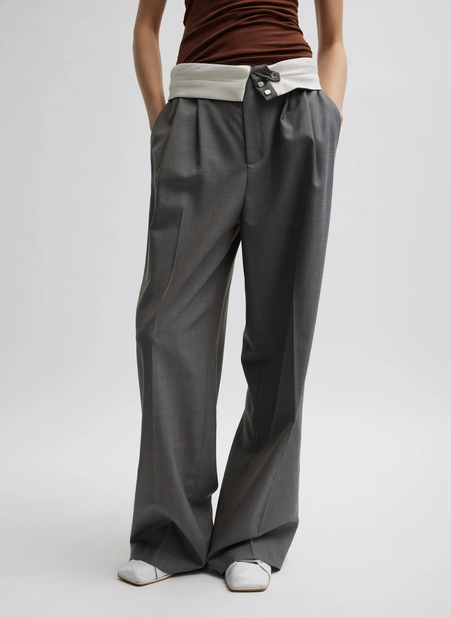 Grant Suiting Fold Over Trouser sold by Tibi