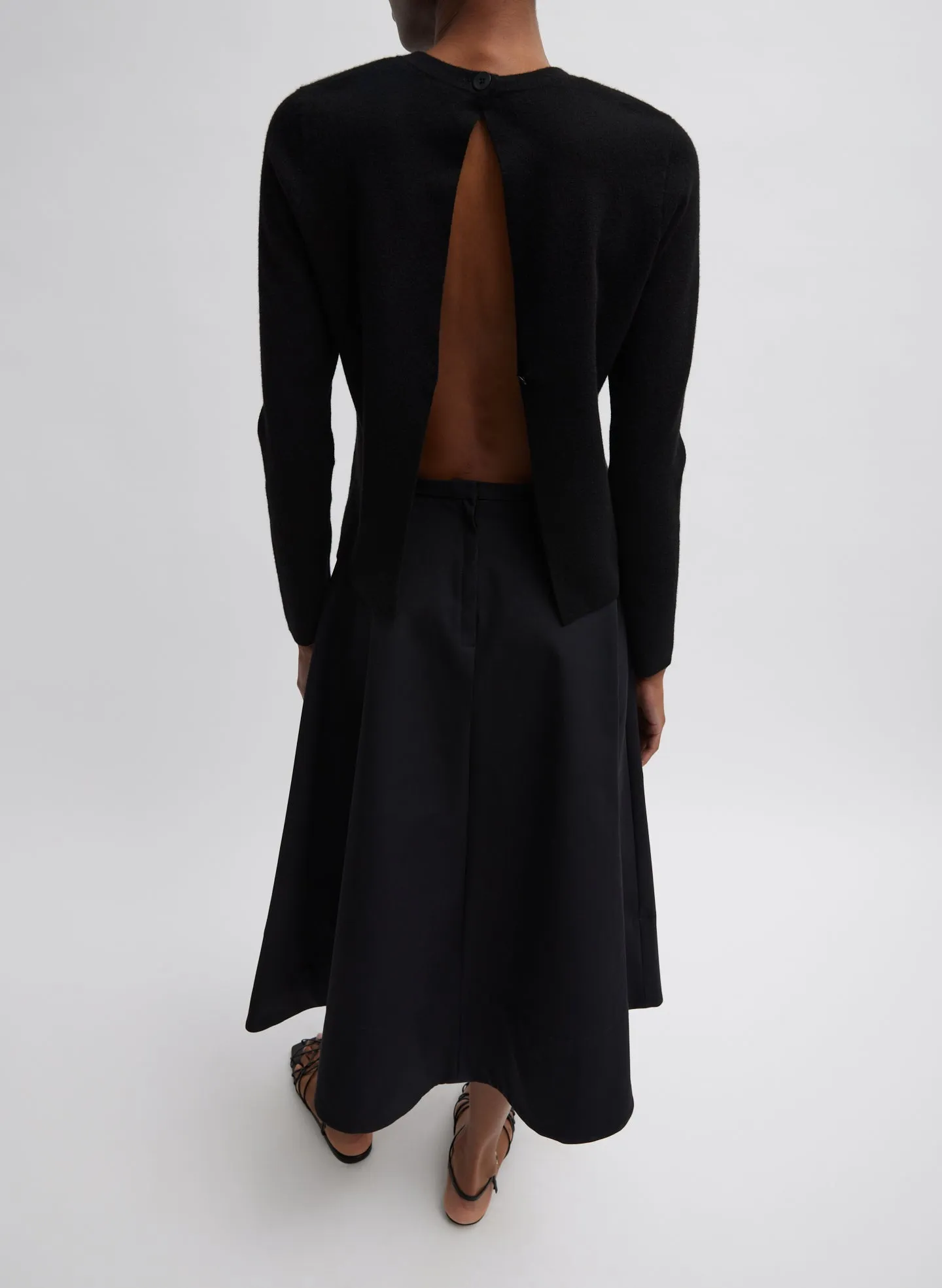 Compact Stretch Cashmere Long Sleeve Open Back Sweater sold by Tibi product image thumbnail 4