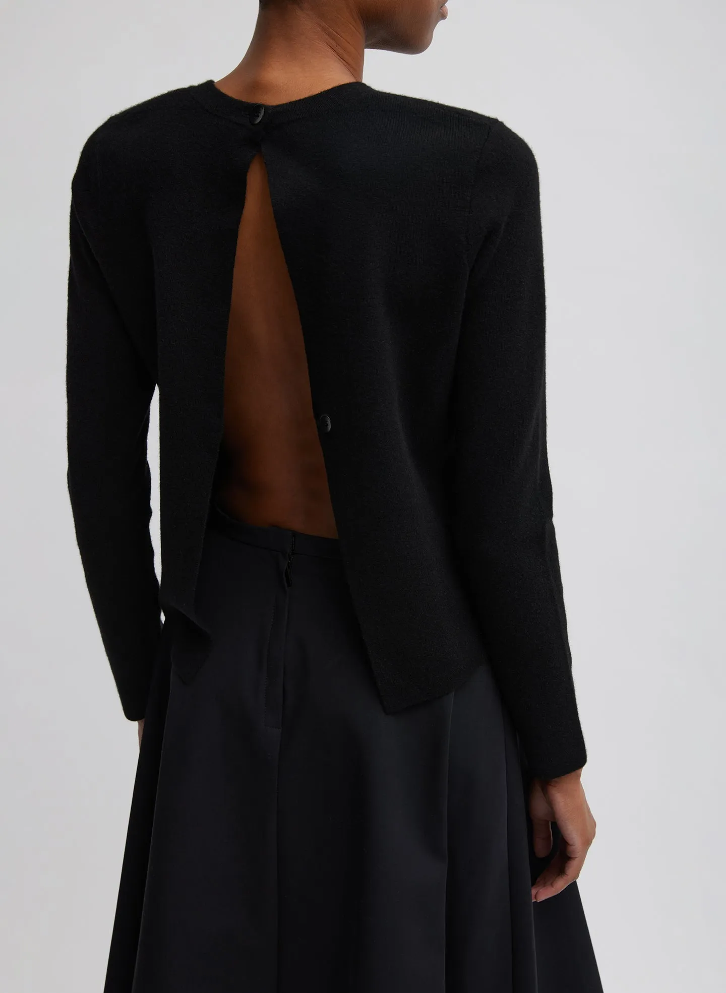 Compact Stretch Cashmere Long Sleeve Open Back Sweater sold by Tibi product image thumbnail 5