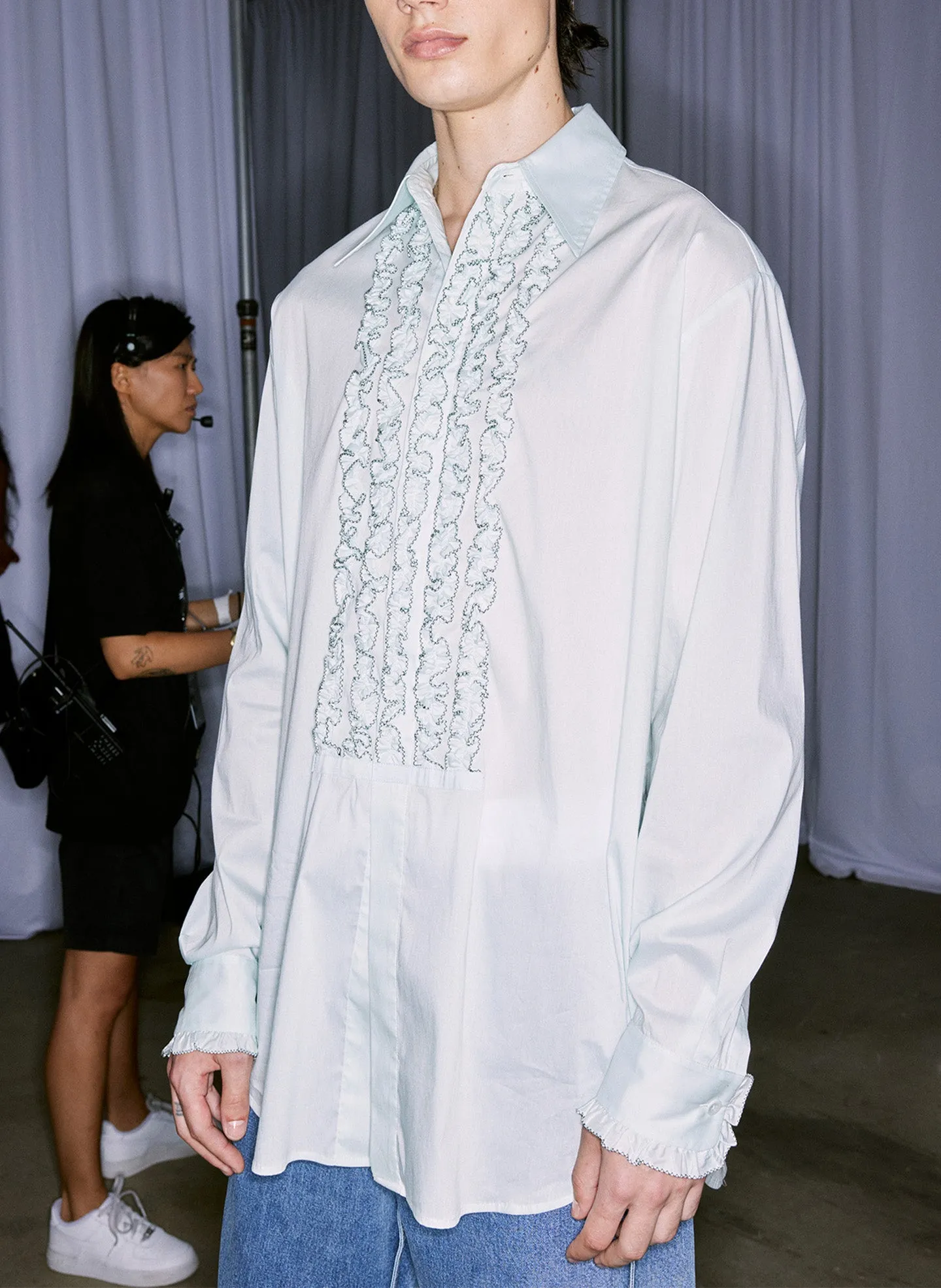 Light Weight Cotton Nylon Easy Tuxedo Shirt sold by Tibi product image thumbnail 3