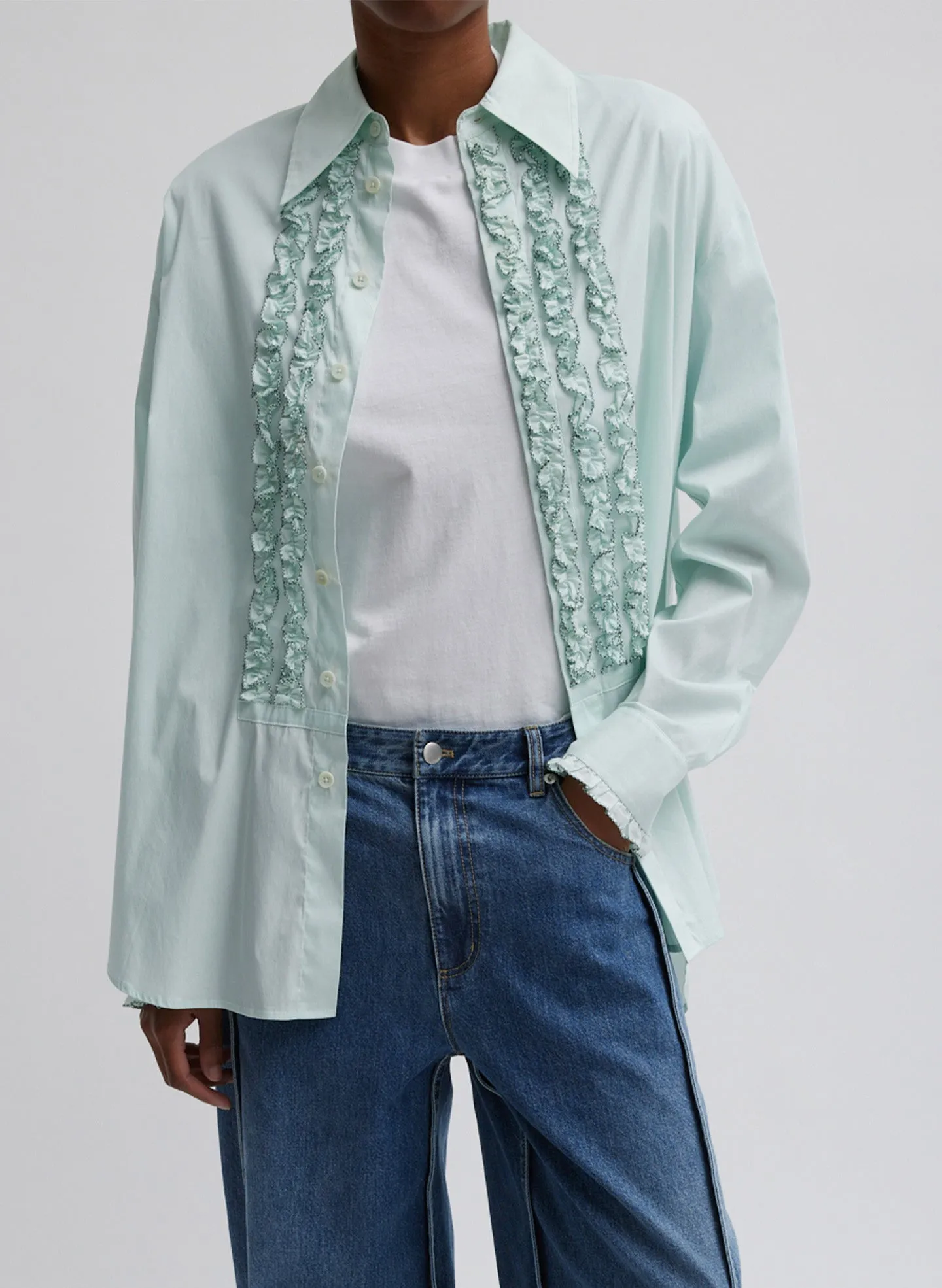 Light Weight Cotton Nylon Easy Tuxedo Shirt sold by Tibi