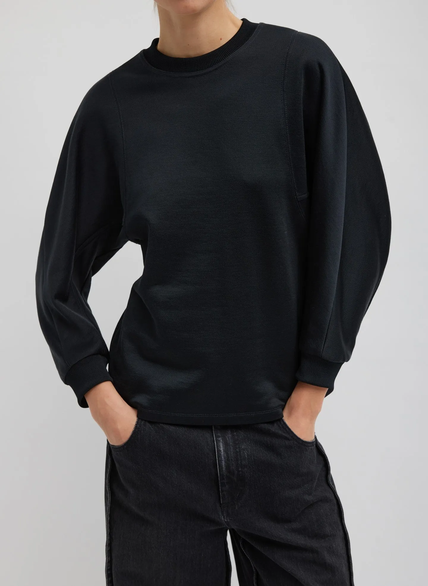 Silk Terry Sculpted Sleeve Slim Sweatshirt sold by Tibi product image thumbnail 4