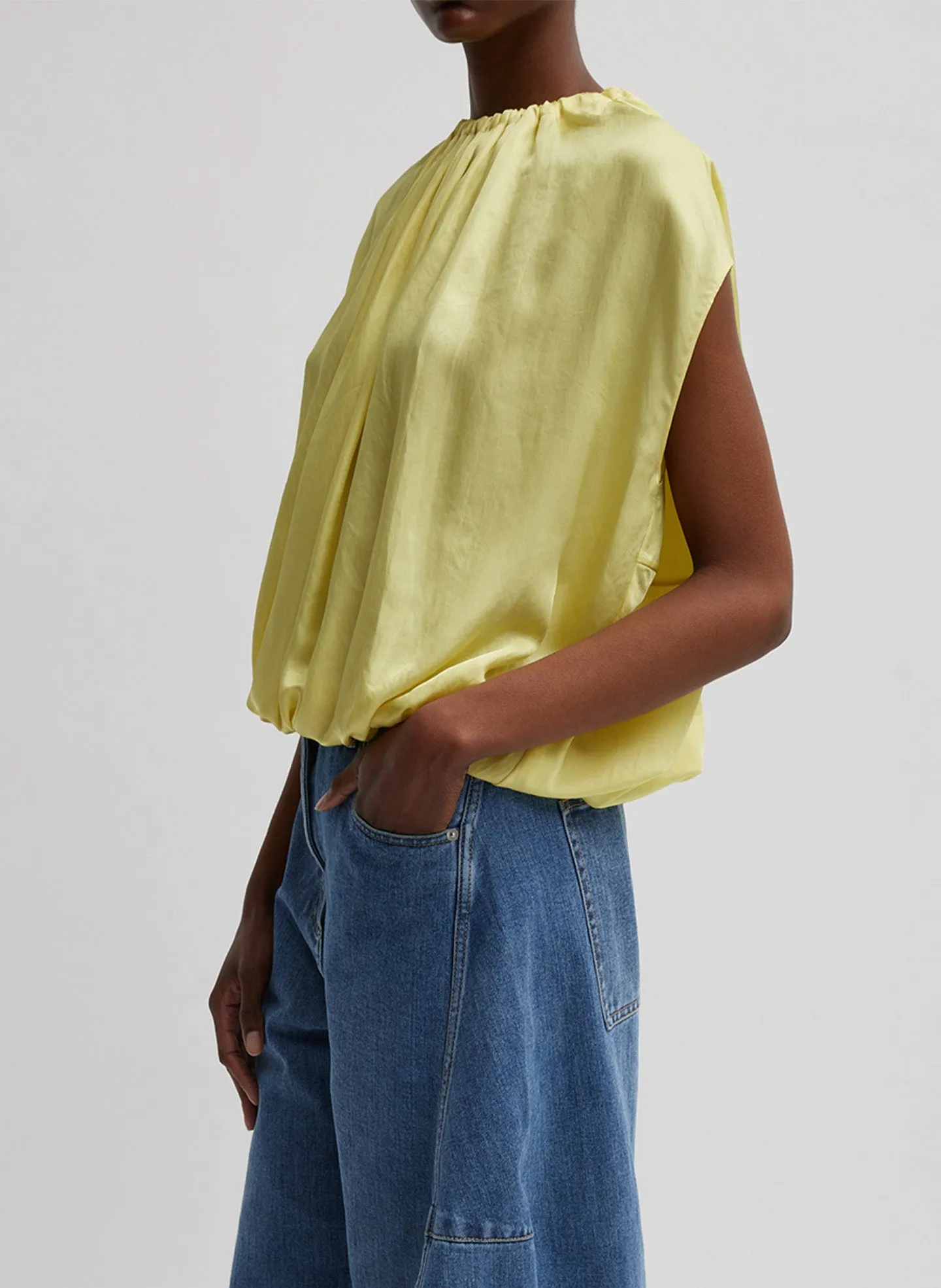 Spring Acetate Shirred Neck Circular Top sold by Tibi