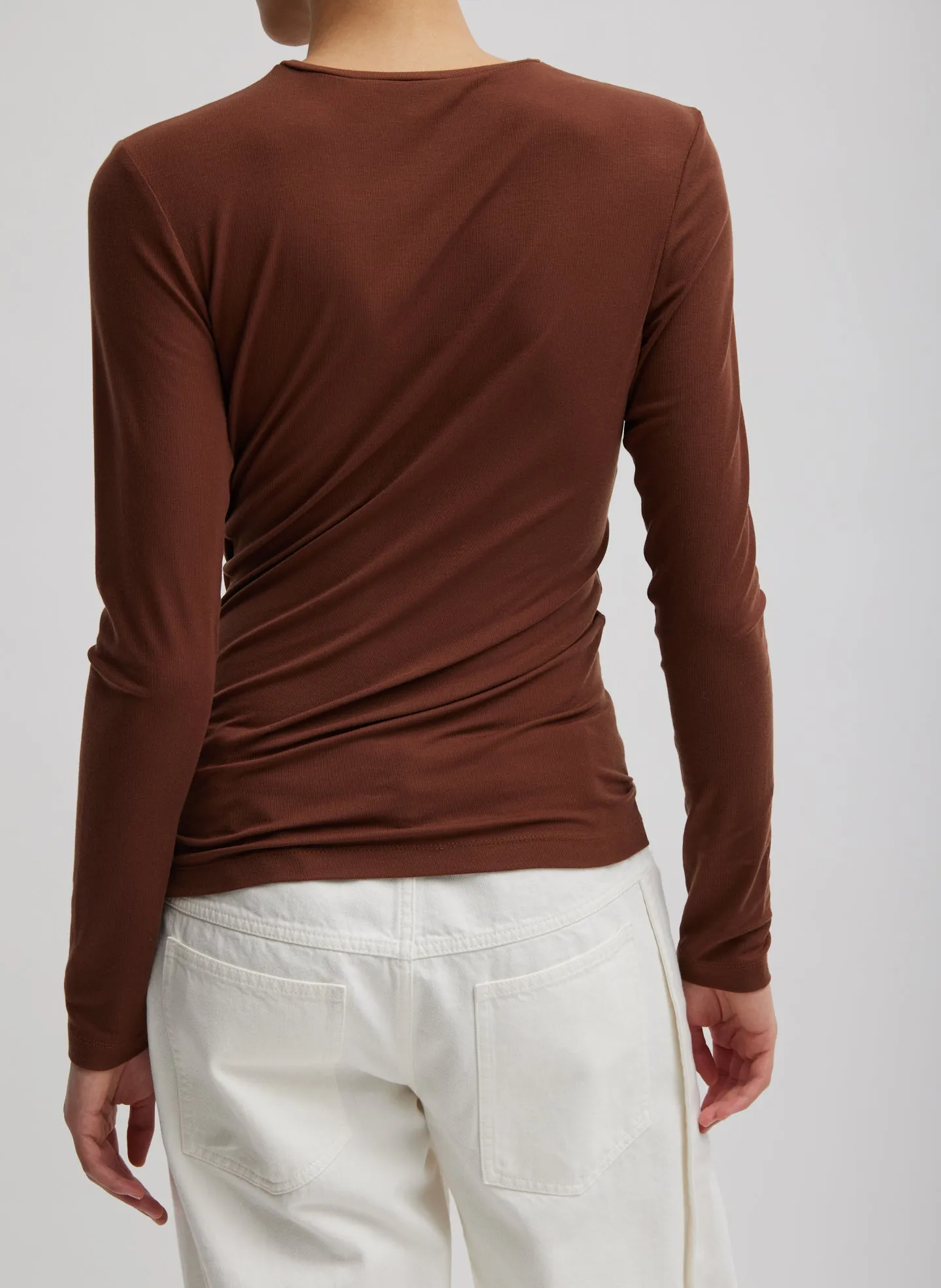 Tencel Knit Twisted Seam Long Sleeve T-Shirt sold by Tibi product image thumbnail 4