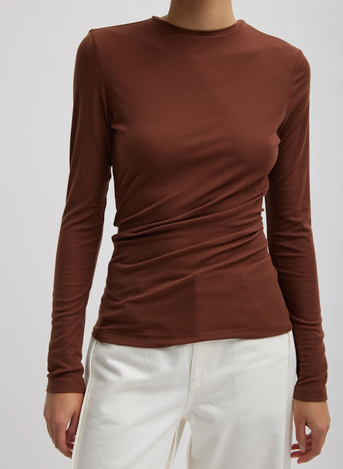 Tencel Knit Twisted Seam Long Sleeve T-Shirt sold by Tibi