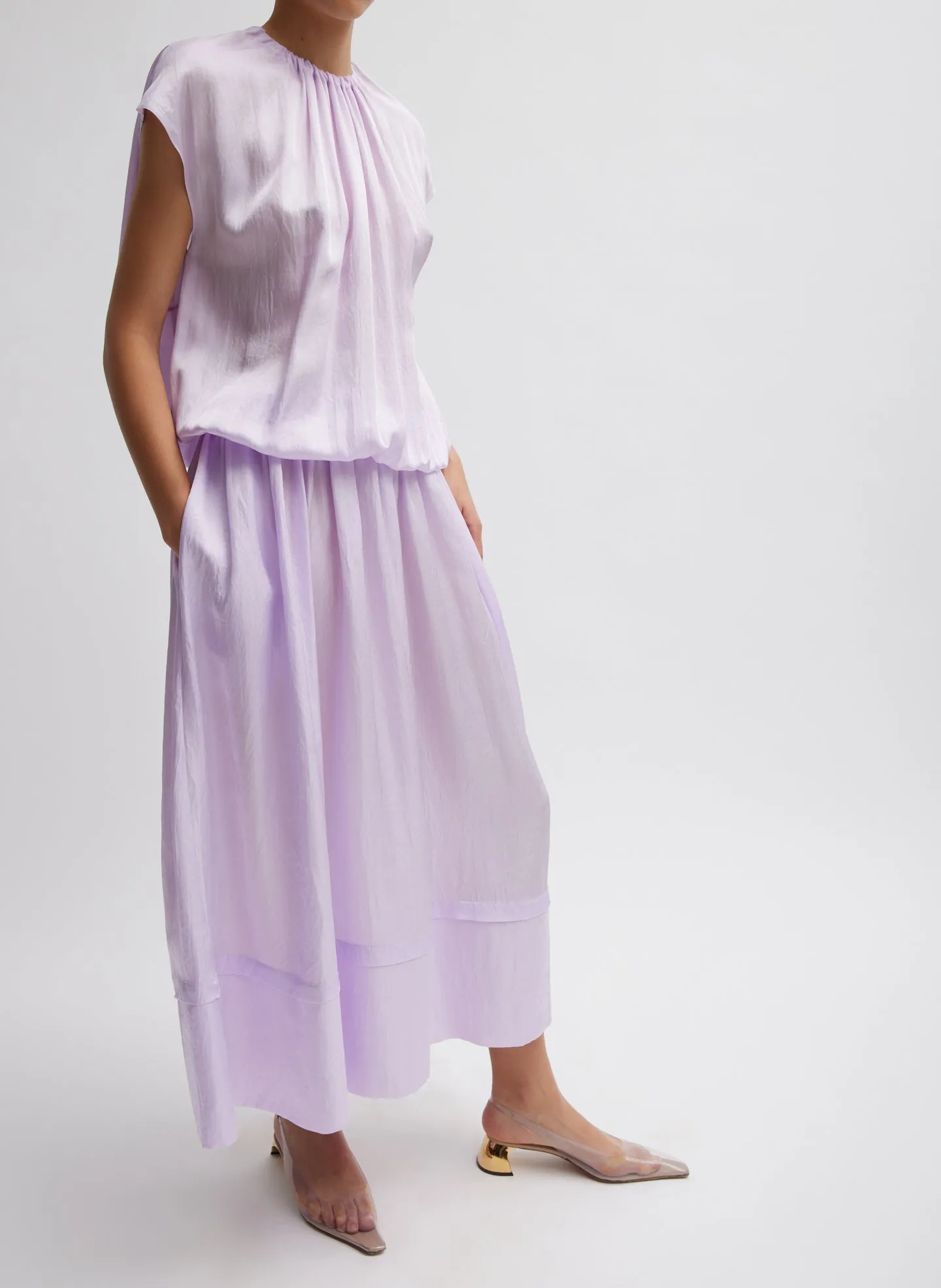 Spring Acetate Shirred Circular Dress sold by Tibi product image thumbnail 4