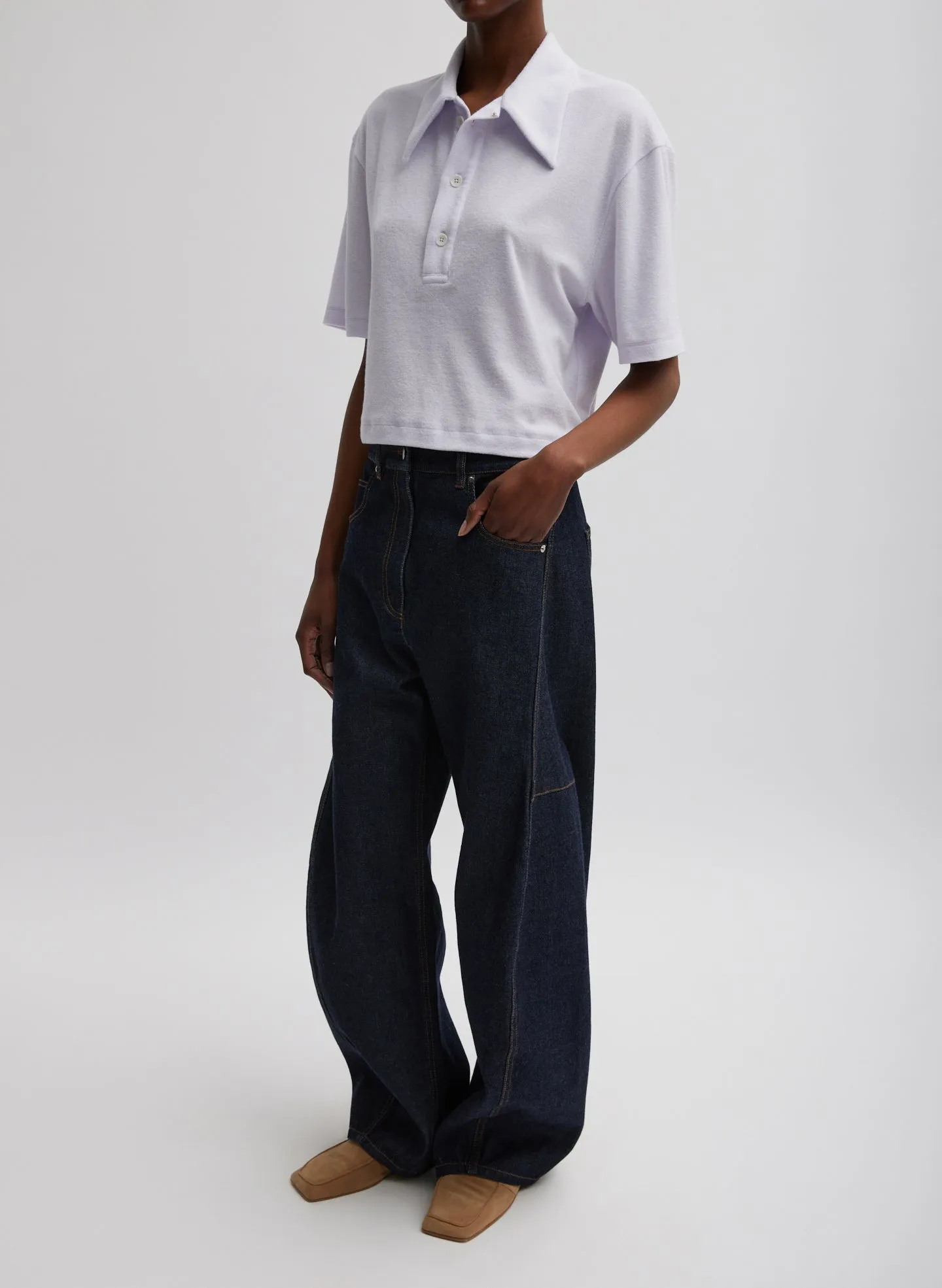 Dry Loop Terry Easy Polo Shirt sold by Tibi product image thumbnail 5
