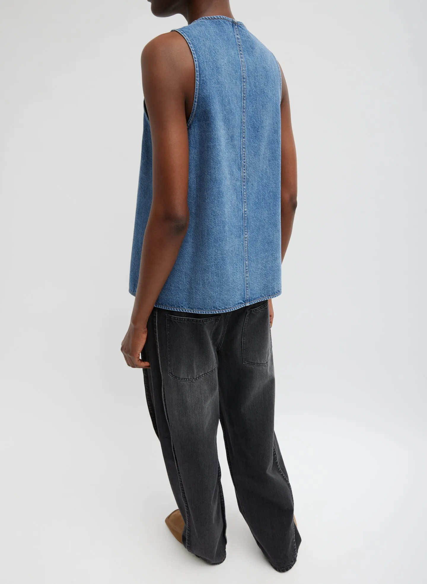 Spring Denim Slit Front Sleeveless Top sold by Tibi product image thumbnail 3
