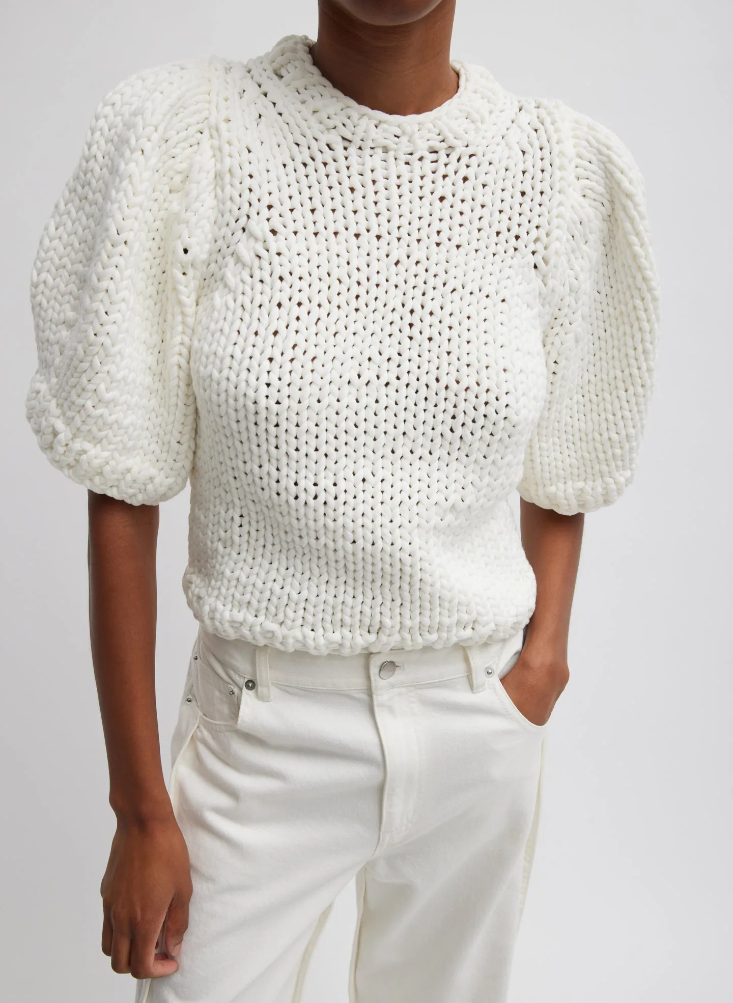 Deluxe Tube Yarn Sweater Mini Puff Pullover sold by Tibi