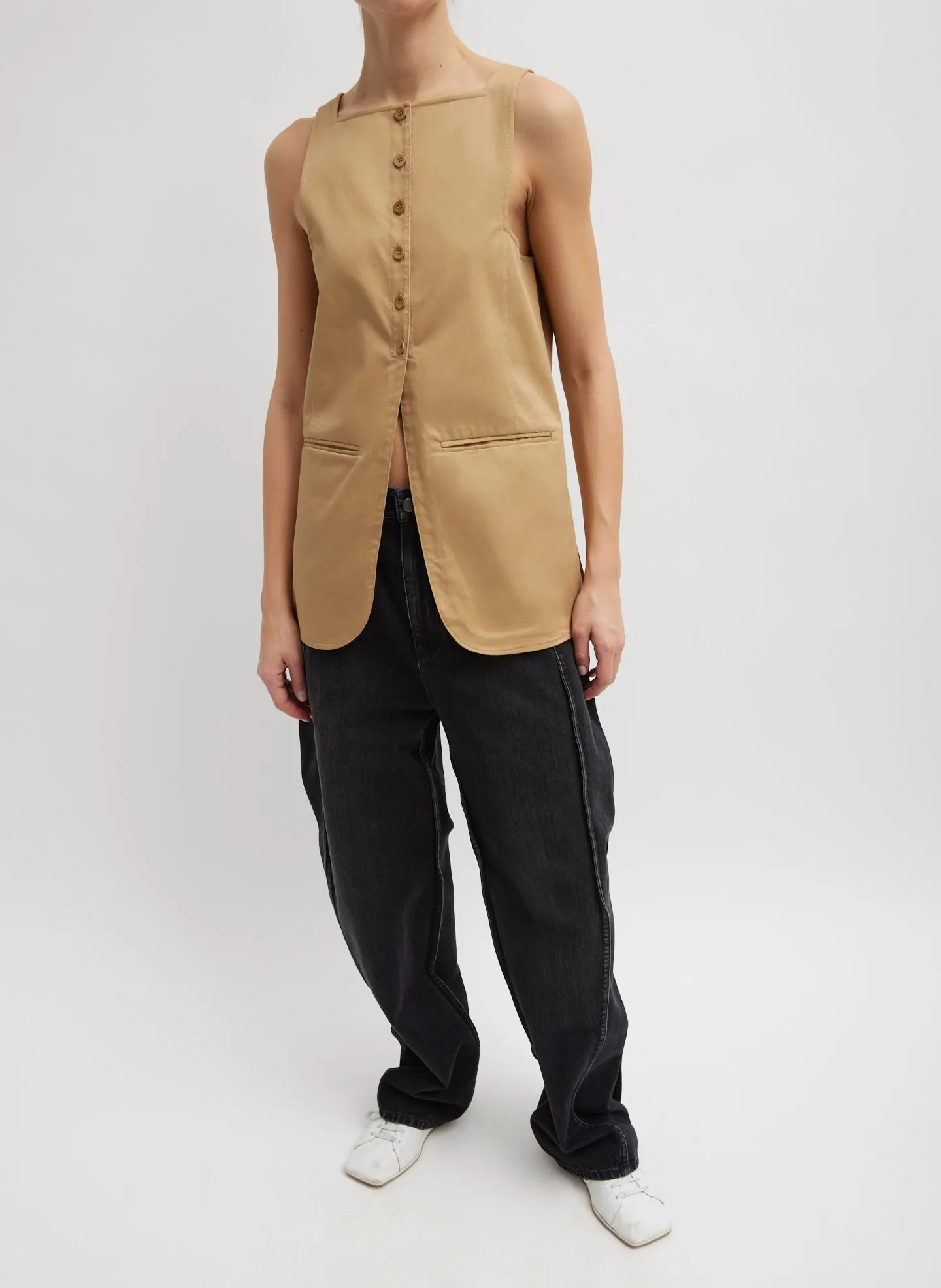 Chino Slit Front Sleeveless Tunic sold by Tibi product image thumbnail 5
