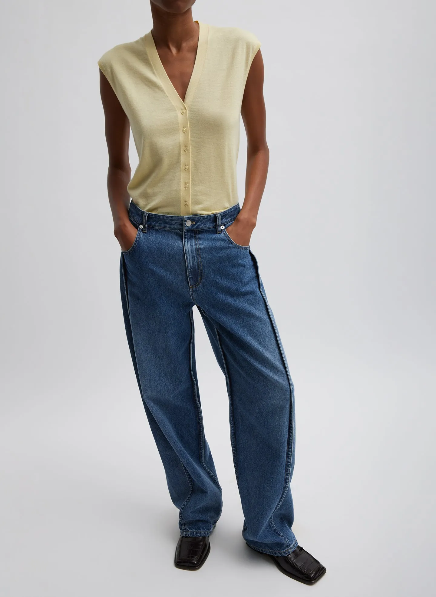 Cashmere Silk Blend Sleeveless Button Down Sweater sold by Tibi product image thumbnail 3