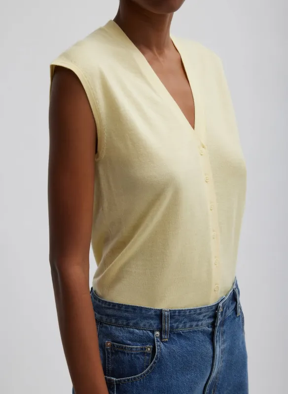 Cashmere Silk Blend Sleeveless Button Down Sweater made by Tibi