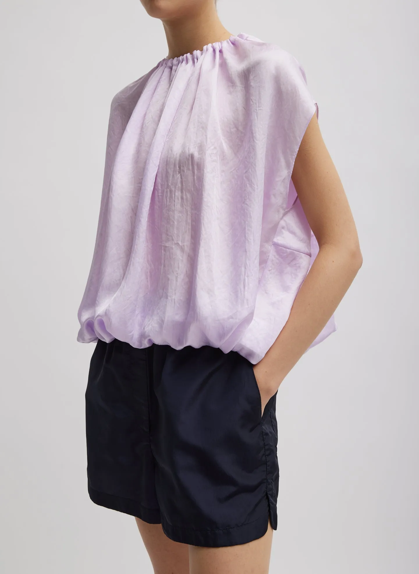 Spring Acetate Shirred Neck Circular Top sold by Tibi