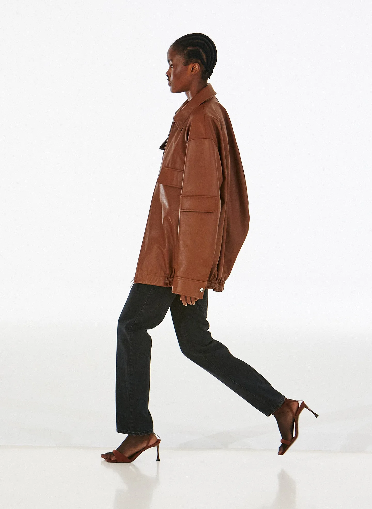 Aviator Leather Oversized Bomber sold by Tibi product image thumbnail 2