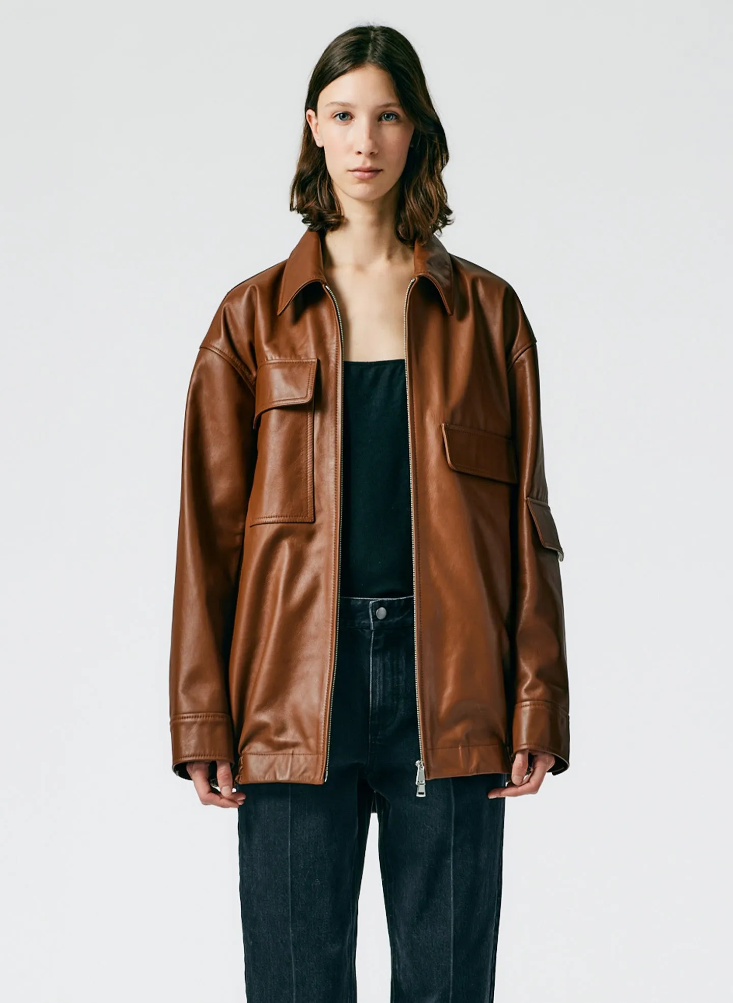 Aviator Leather Oversized Bomber sold by Tibi