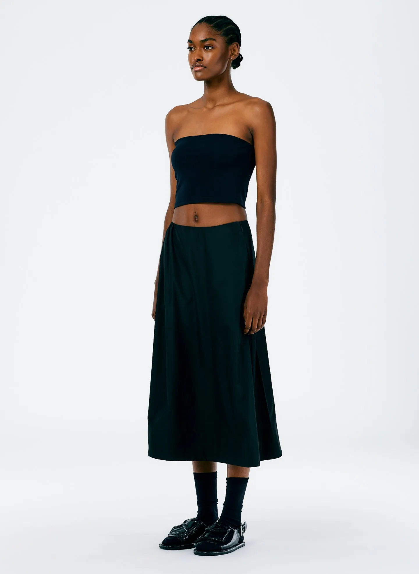 Italian Sporty Nylon Side Shirred Circle Skirt sold by Tibi product image thumbnail 3