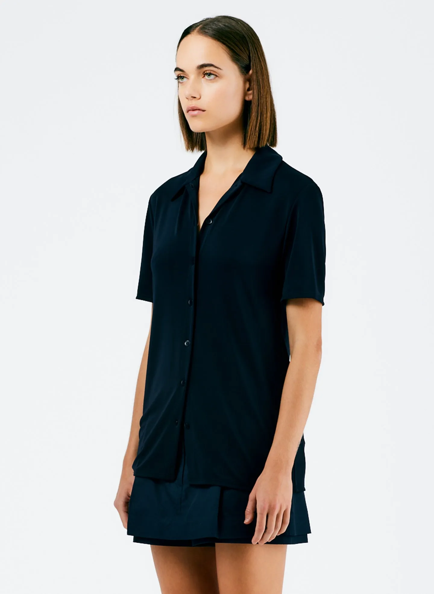 Harlow Jersey Slim Short Sleeve Shirt sold by Tibi product image thumbnail 3