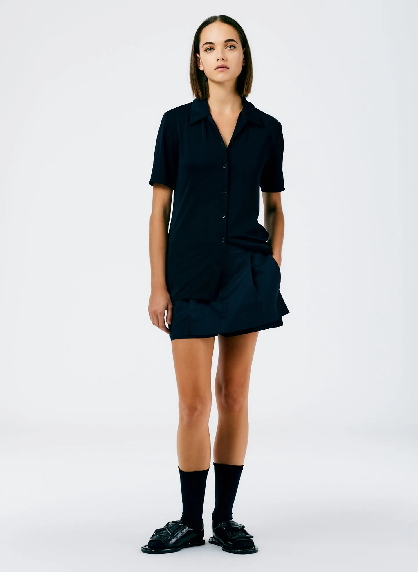 Harlow Jersey Slim Short Sleeve Shirt sold by Tibi product image thumbnail 5