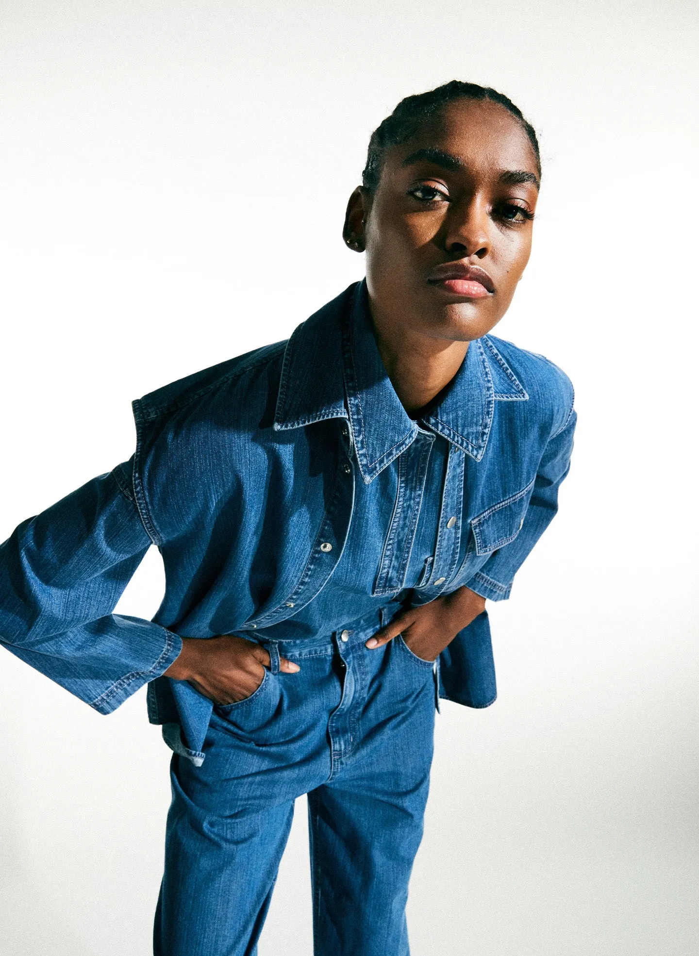 Stone Washed Denim Sleeveless Easy Shirt sold by Tibi product image thumbnail 2