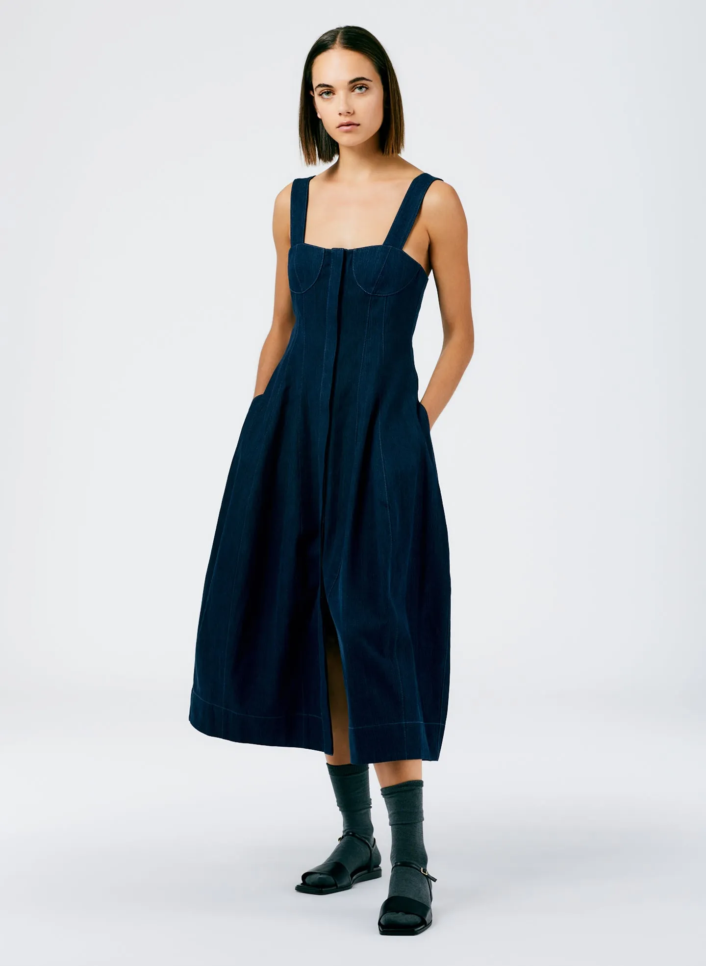 Enzyme Washed Summer Denim Dress sold by Tibi