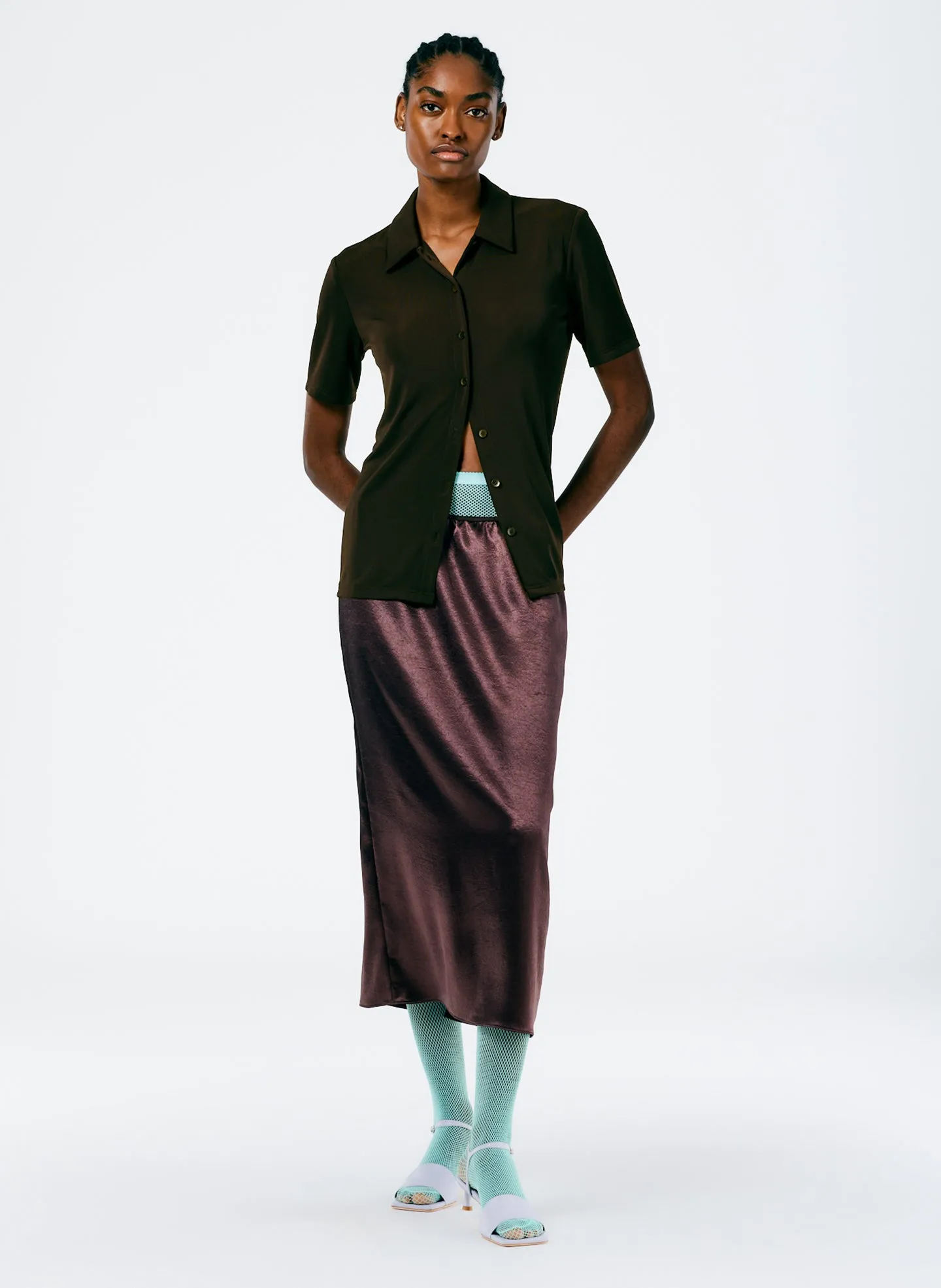 Harlow Jersey Slim Short Sleeve Shirt sold by Tibi product image thumbnail 5