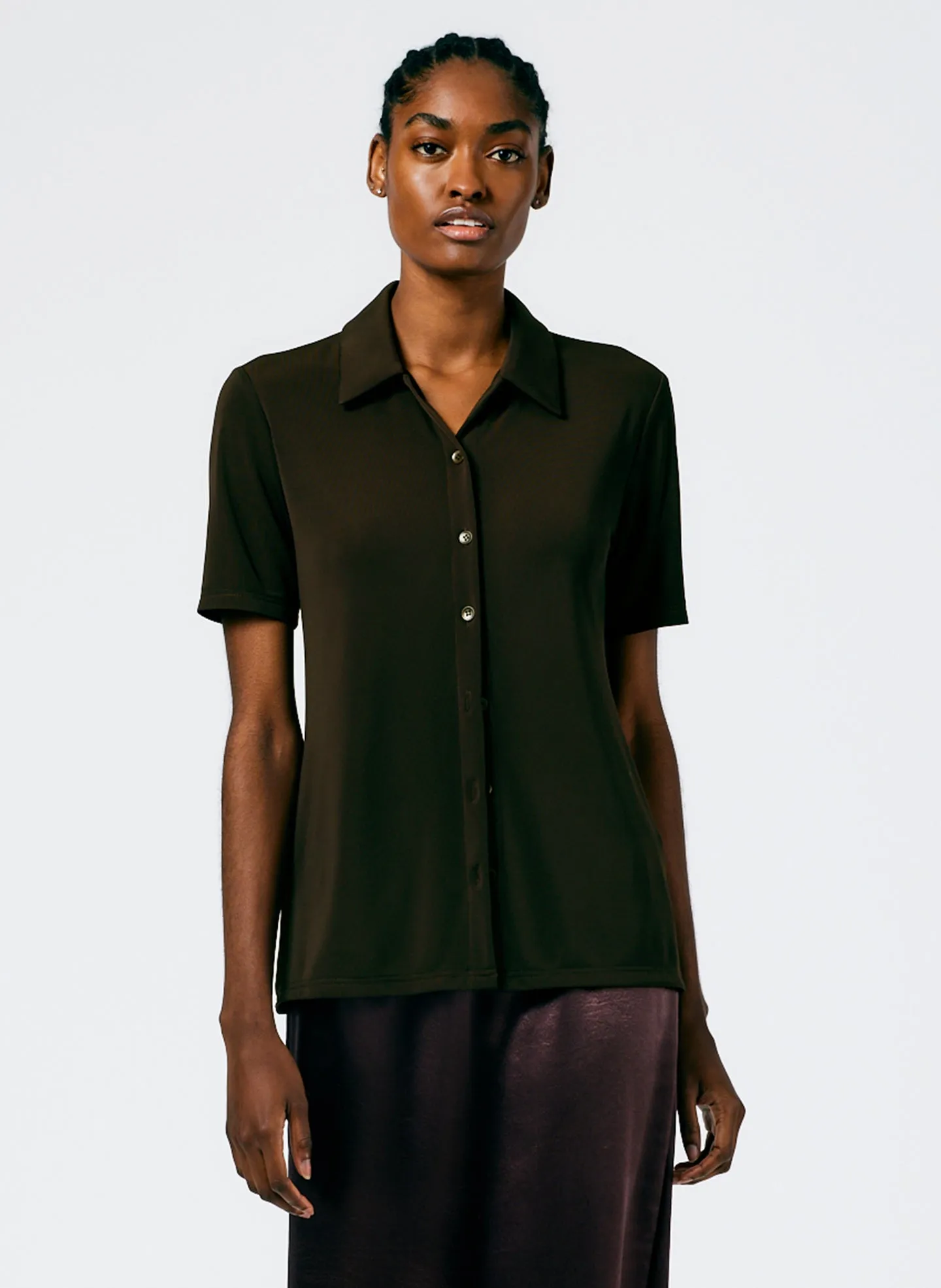 Harlow Jersey Slim Short Sleeve Shirt sold by Tibi product image thumbnail 3