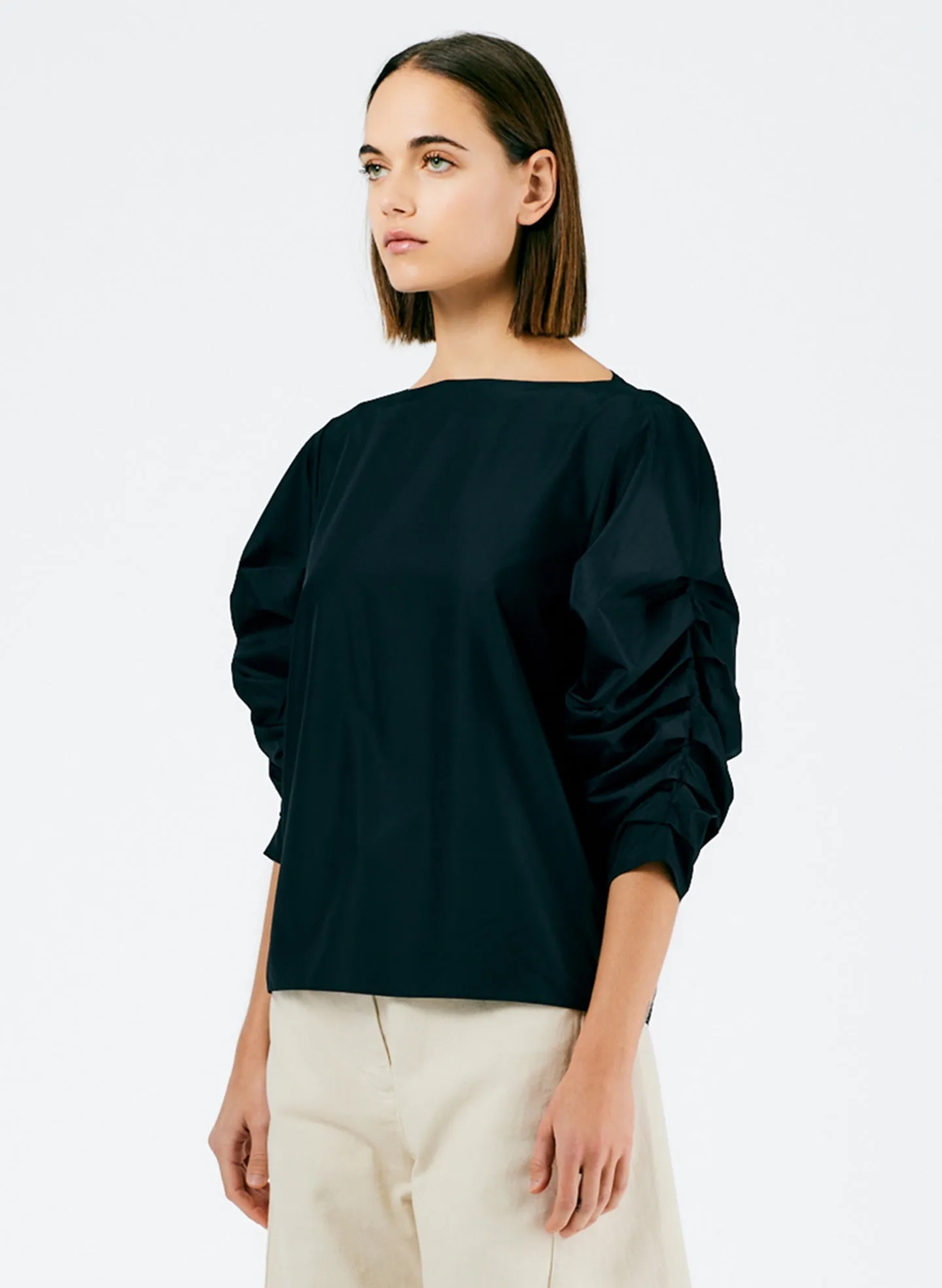 Italian Sporty Nylon Shirred Sleeve Top sold by Tibi product image thumbnail 2