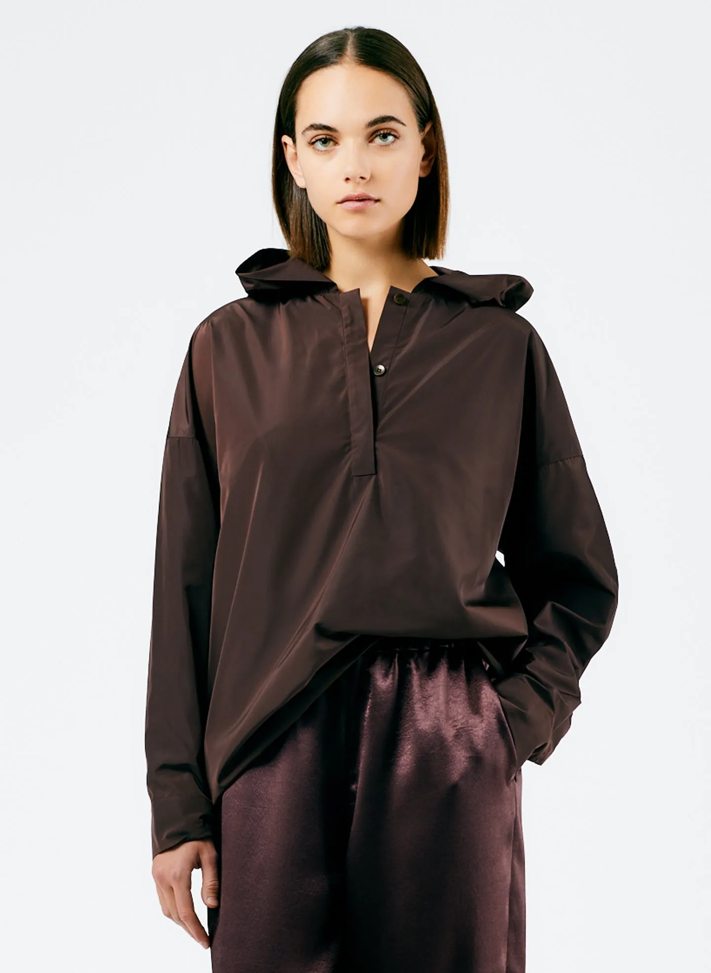 Italian Sporty Nylon Hoodie With Cocoon Back sold by Tibi