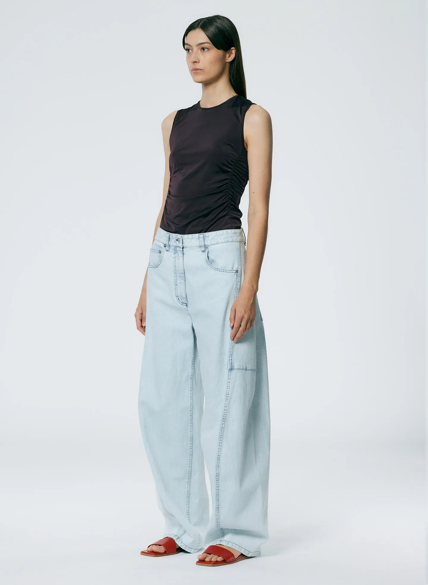 Micro Jersey Shirred Crewneck Top sold by Tibi product image thumbnail 5