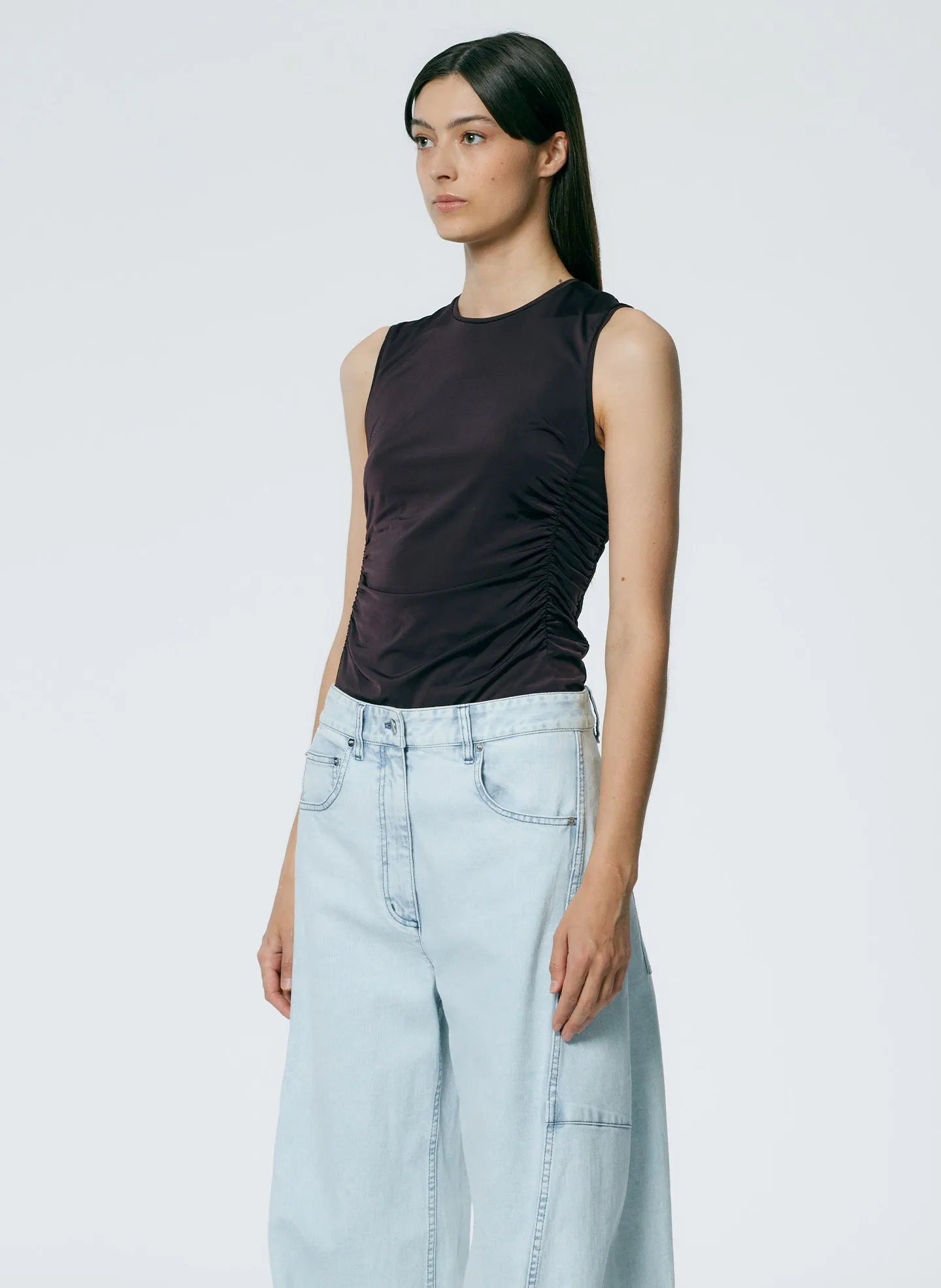 Micro Jersey Shirred Crewneck Top sold by Tibi product image thumbnail 2
