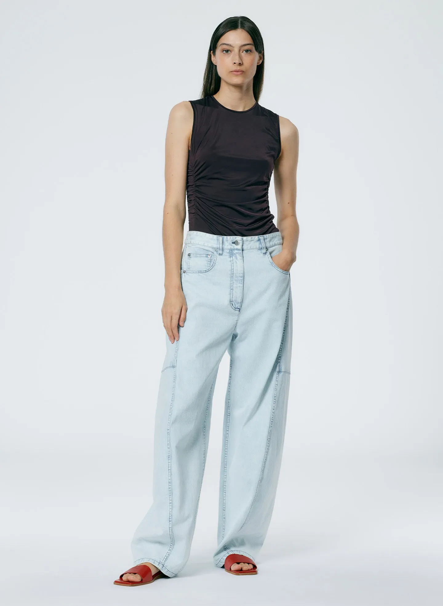 Micro Jersey Shirred Crewneck Top sold by Tibi product image thumbnail 4
