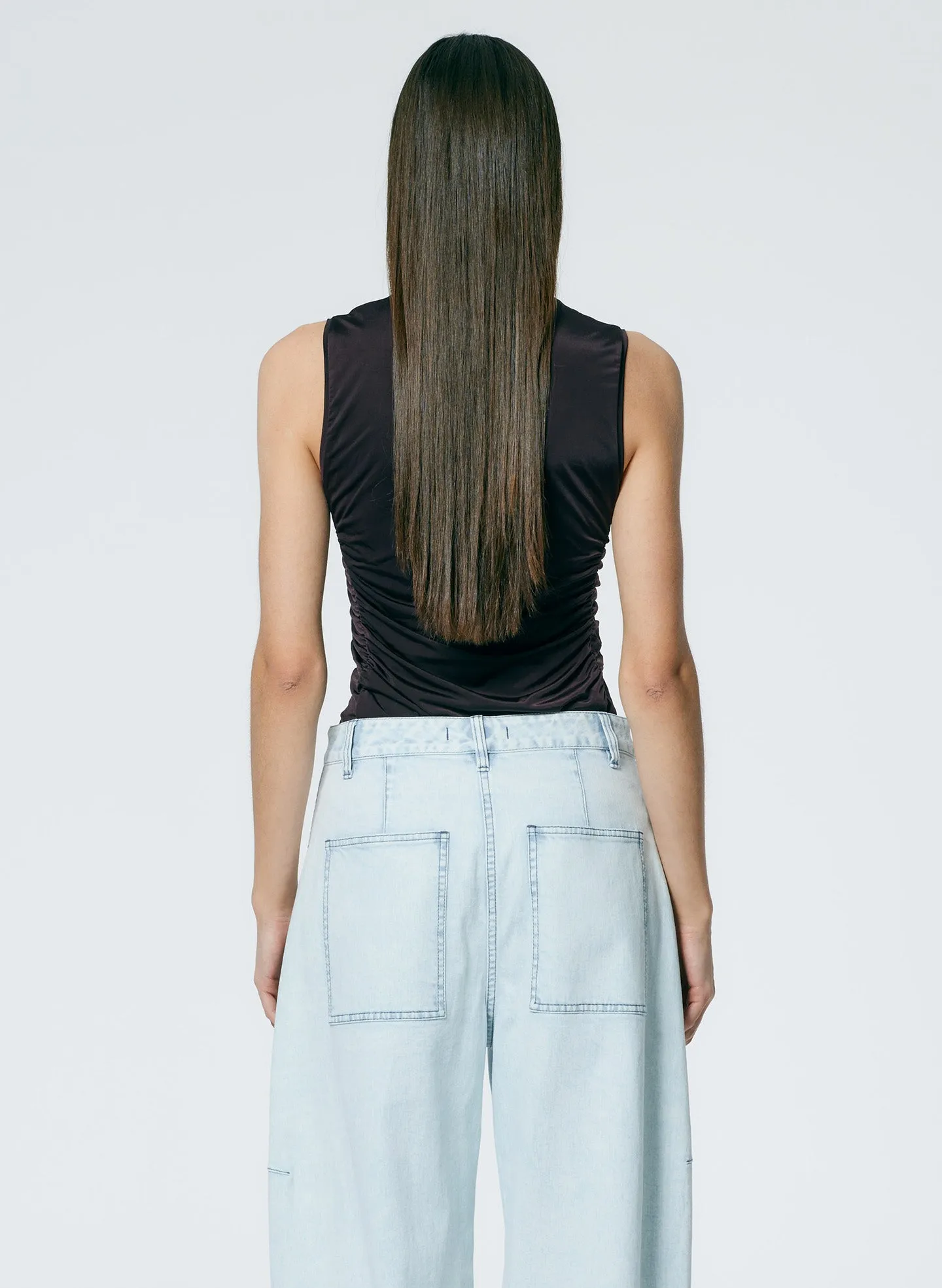 Micro Jersey Shirred Crewneck Top sold by Tibi product image thumbnail 3