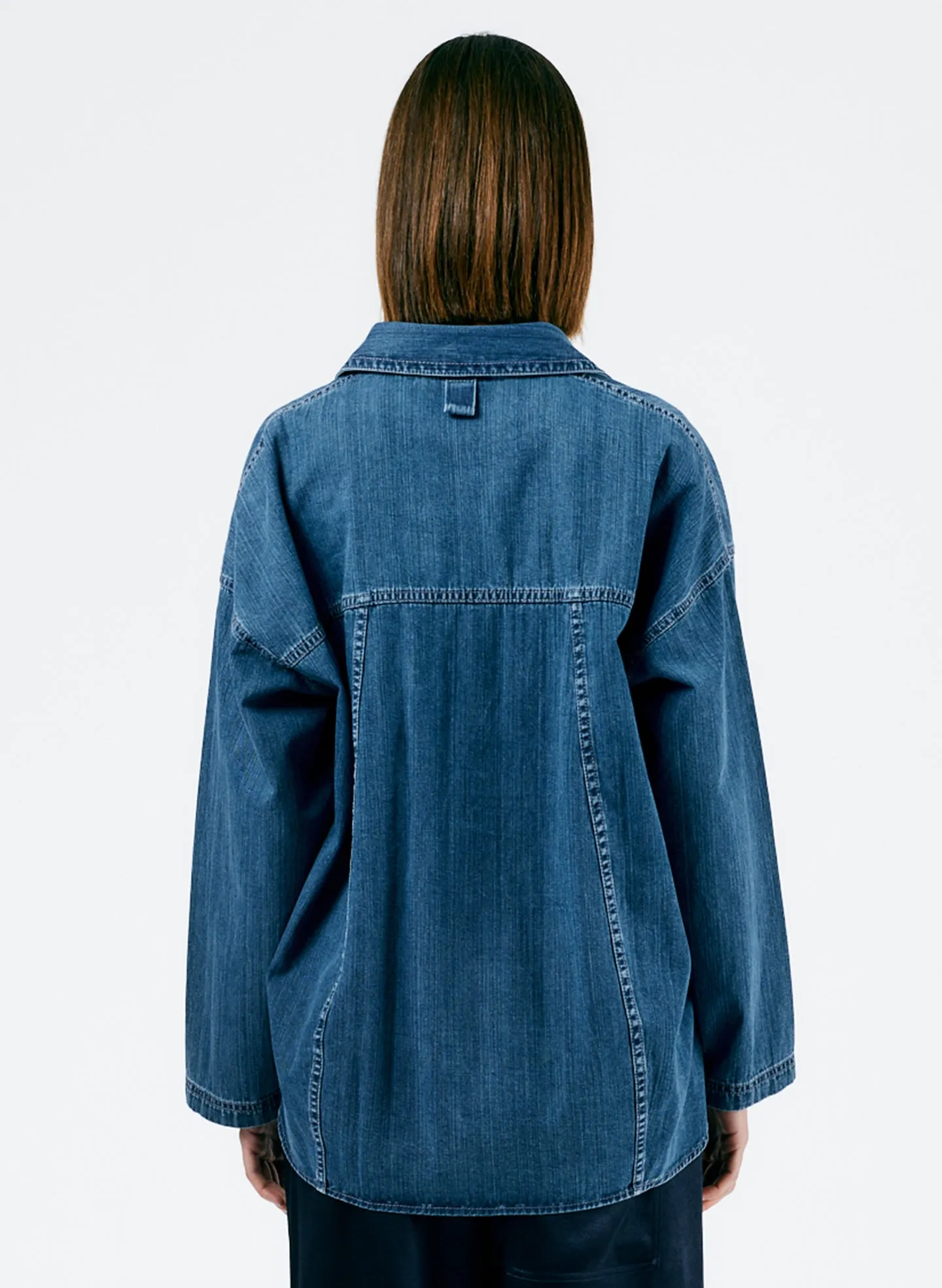 Stone Washed Denim Oversized Cocoon Shirt sold by Tibi product image thumbnail 4